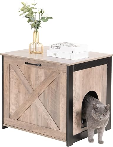 Miniatura 8 de Dwanton Caja de arena para gatos con muebles ocultos, caja de arena para gatos, entrada reversible que puede estar en el lado izquierdo o derecho,