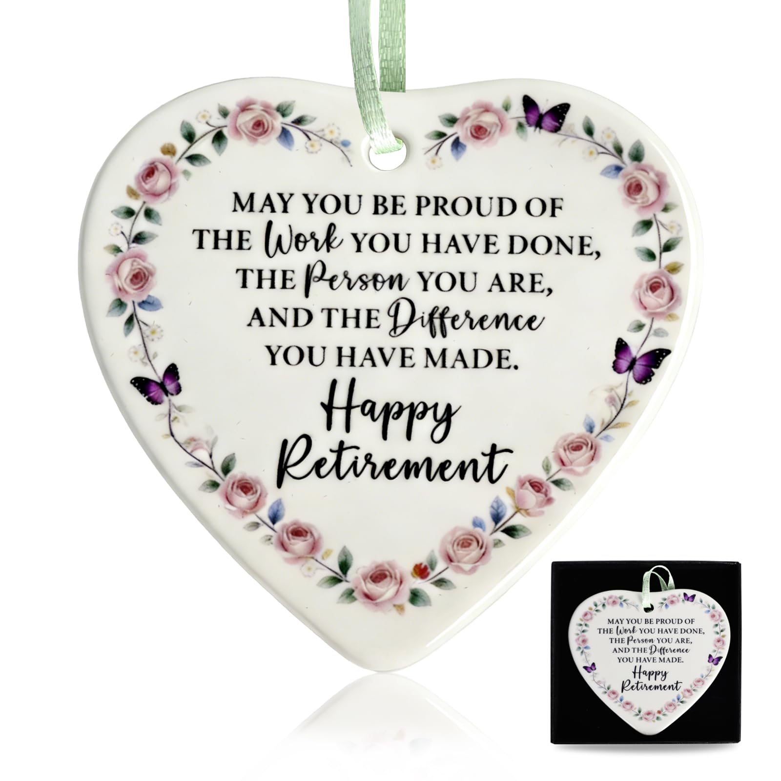 Mitibet Happy Retirement Gifts For Women, Ceramic Heart Shaped Keepsake Plaque, Teacher Nurse Leaving Present Idea, Funny Colleague Decoration Ornament (May You)