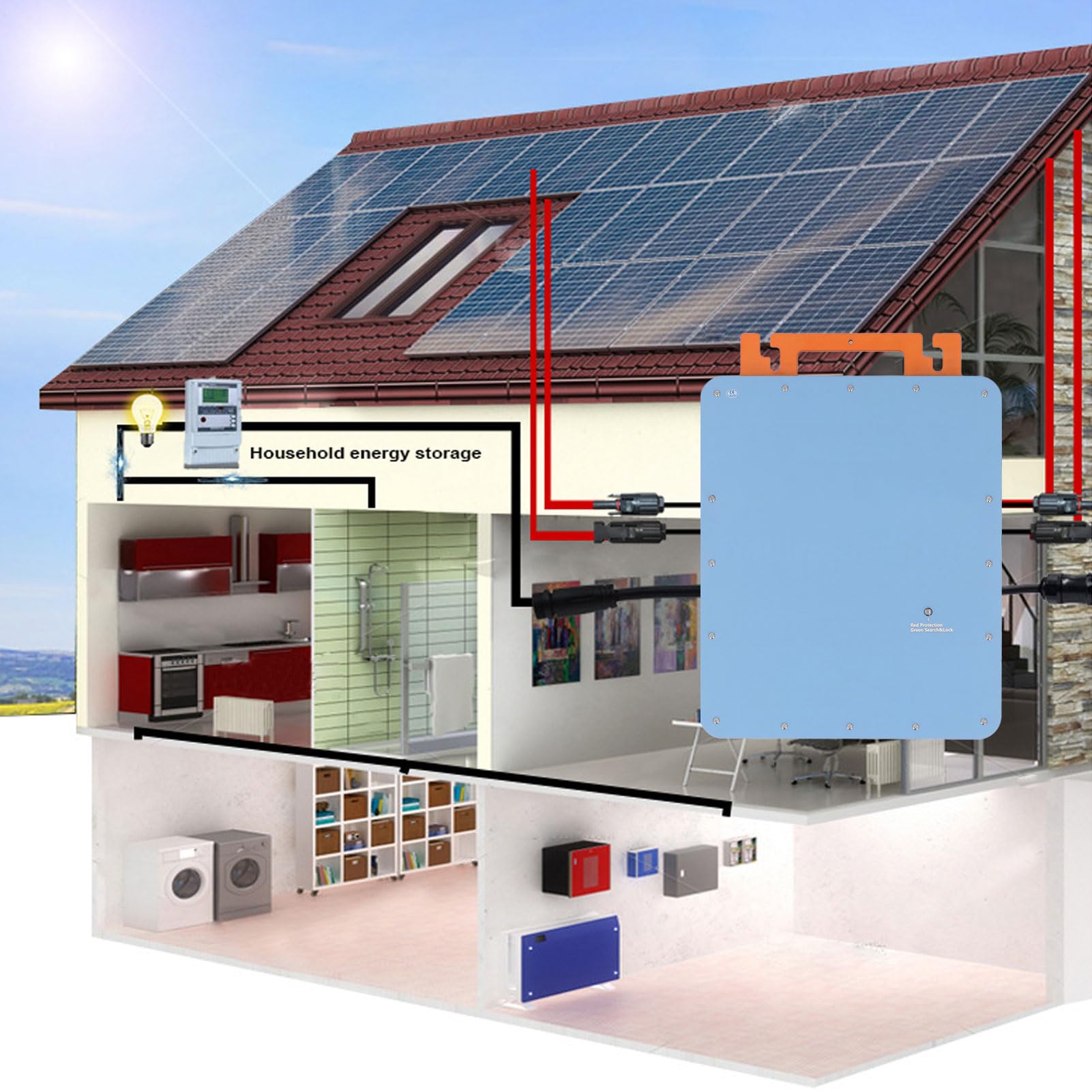 Inwerter Solarny MPPT Mikroinwerter Sieciowy 2000 W, Wodoodporny Jednofazowy Inwerter Energii Słonecznej IP66 z kontrolą Aplikacji Wi-Fi do Panelu Słonecznego