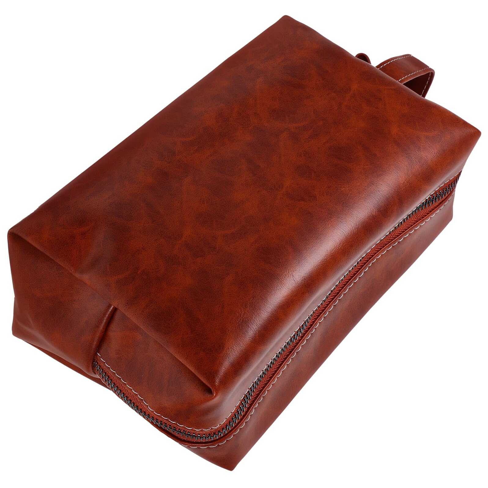 Zerodeko Vintage PU Leder Kulturtasche Herren Große Kapazität Reise Kosmetiktasche Tragbar Leicht Robust Wasserabweisend für Business Outdoor Camping