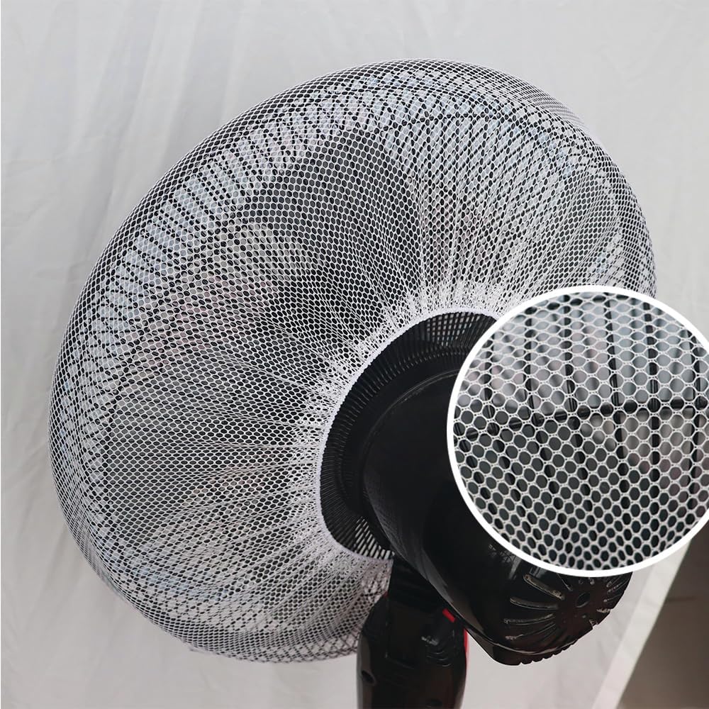 Kids Finger Protector Fan Cover, Table Fan Safety Cover for kids, Dustproof Mesh Washable Finger Protector Fan Cover - Free Size White Pack of 1 (White)-image-4