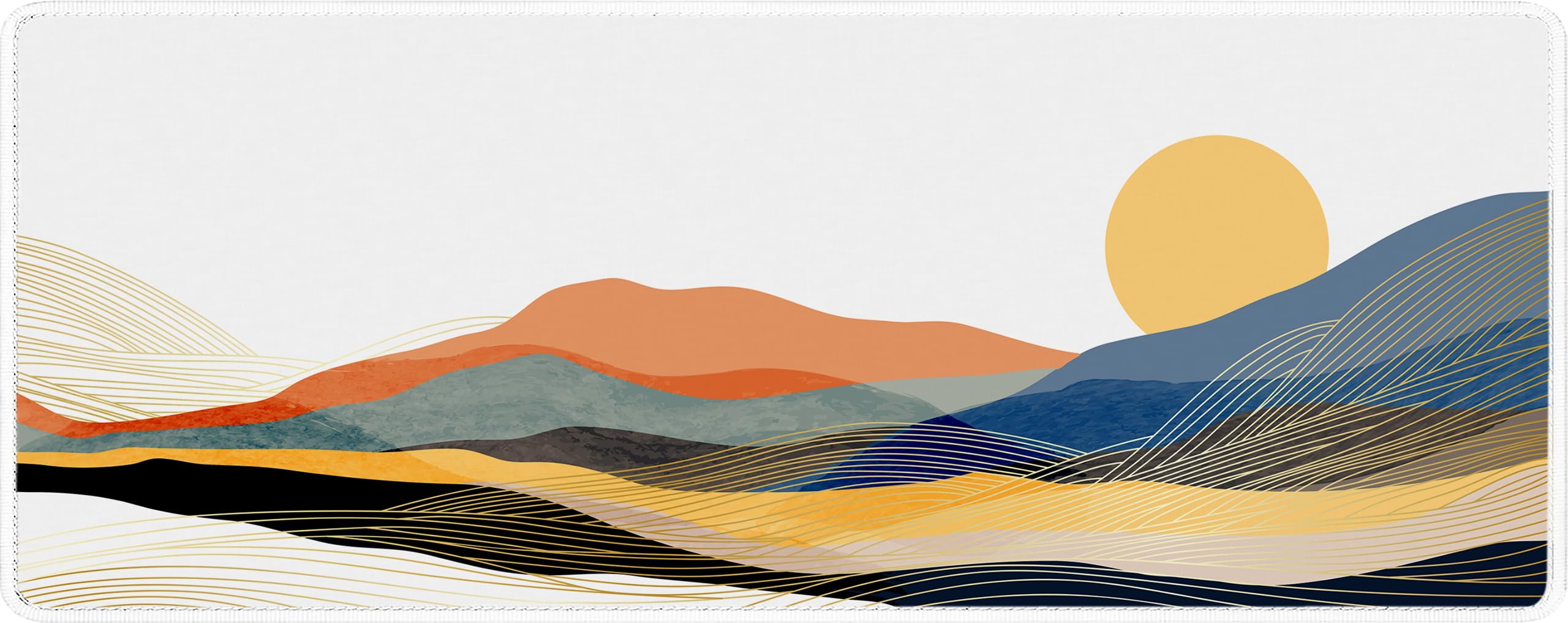 TECH8 USA Premium Desk Mouse Pad, Excellent Micro-Weave Cloth, Stitched Edges, Non-Slip Base, Water and Stain Resist, for Keyboard, Mouse and Laptop (Painted Desert, X-Large (32x12 inch))