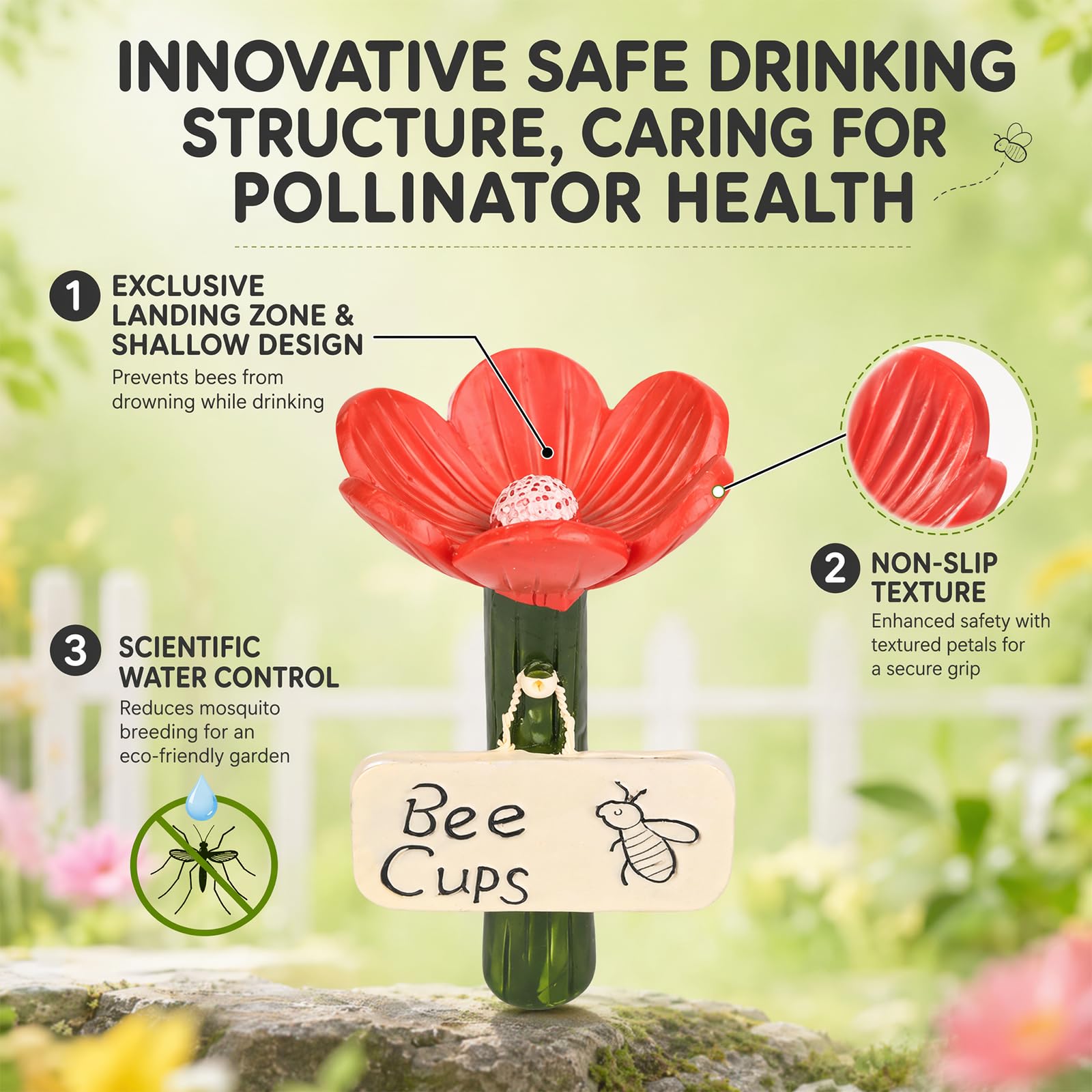 4 Stück Insektentränke, Bienentränke für Den Garten, Cups for Bee, Insektentränke Garten für Insekten, Bienentränke für Durstige Bestäuber, Hummeln Landeplatz Garten Terrasse Balkon