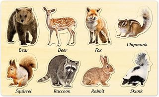 Wooden Jigsaw Puzzles for Toddlers by MoinKidz, Woodland Animals Montessori Puzzles for Kids Ages 3-5, Educational Learning STEM Toys Birthday Gift for Boys & Girls