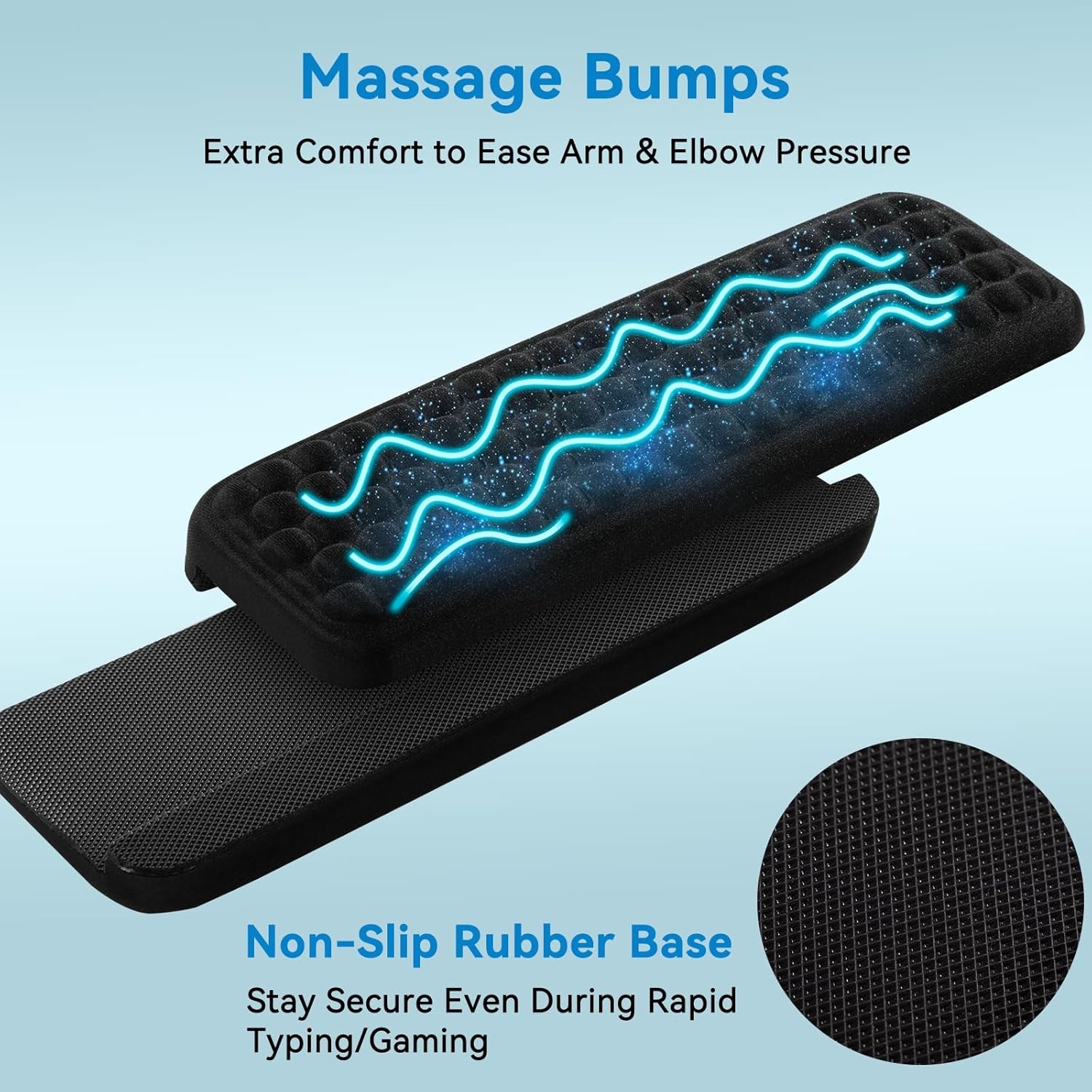 Desk Edge Cushion & Keyboard Wrist Rest - 2-Piece Ergonomic Memory Foam Arm Rest for Desk, Non-Slip Elbow Pads and Forearm Support (11.8 x 3.9 Inch)