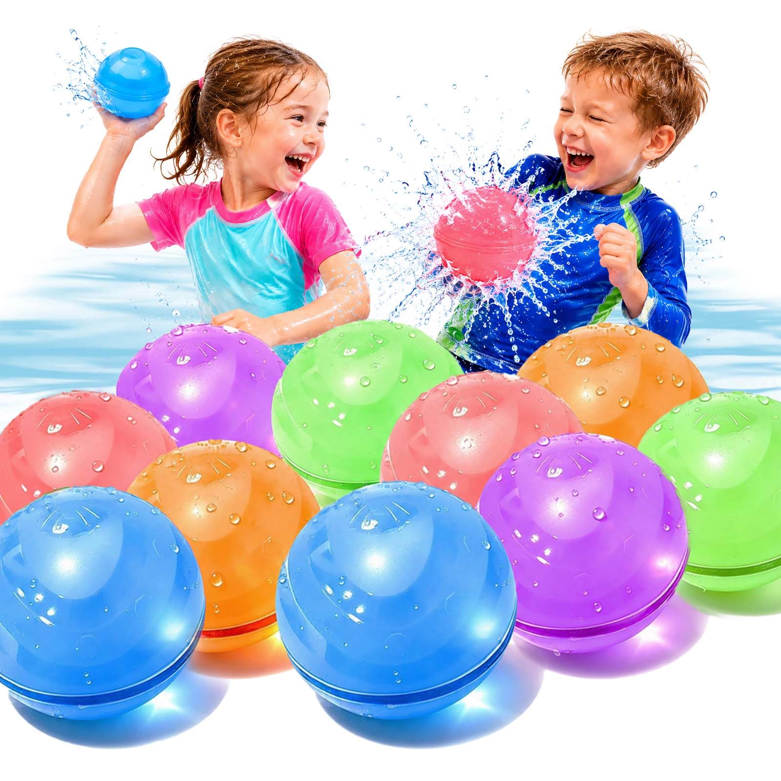 Magnetische Wasserbomben Wiederverwendbar, 10er Set | 10 Sek. Schnellbefüllung, Selbstschließend ohne Knoten, Weiches kinderfreundliches Silikon, Für Pool, Strand und Garten