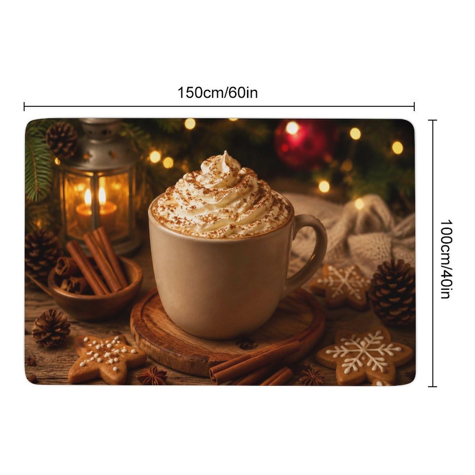 Festive Hot Chocolate with Gingerbread Cookie Tapis 150 x 100 cm