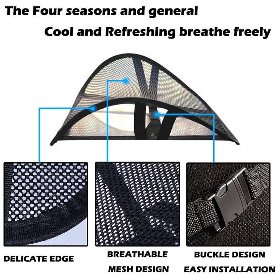 Inflatable Lumbar Support Cushion By Vive - Posture Correcting Backrest Pillow For Car, Office Chair, Lower Back And Neck Pain, Sciatica - Adjustable Relief (Black