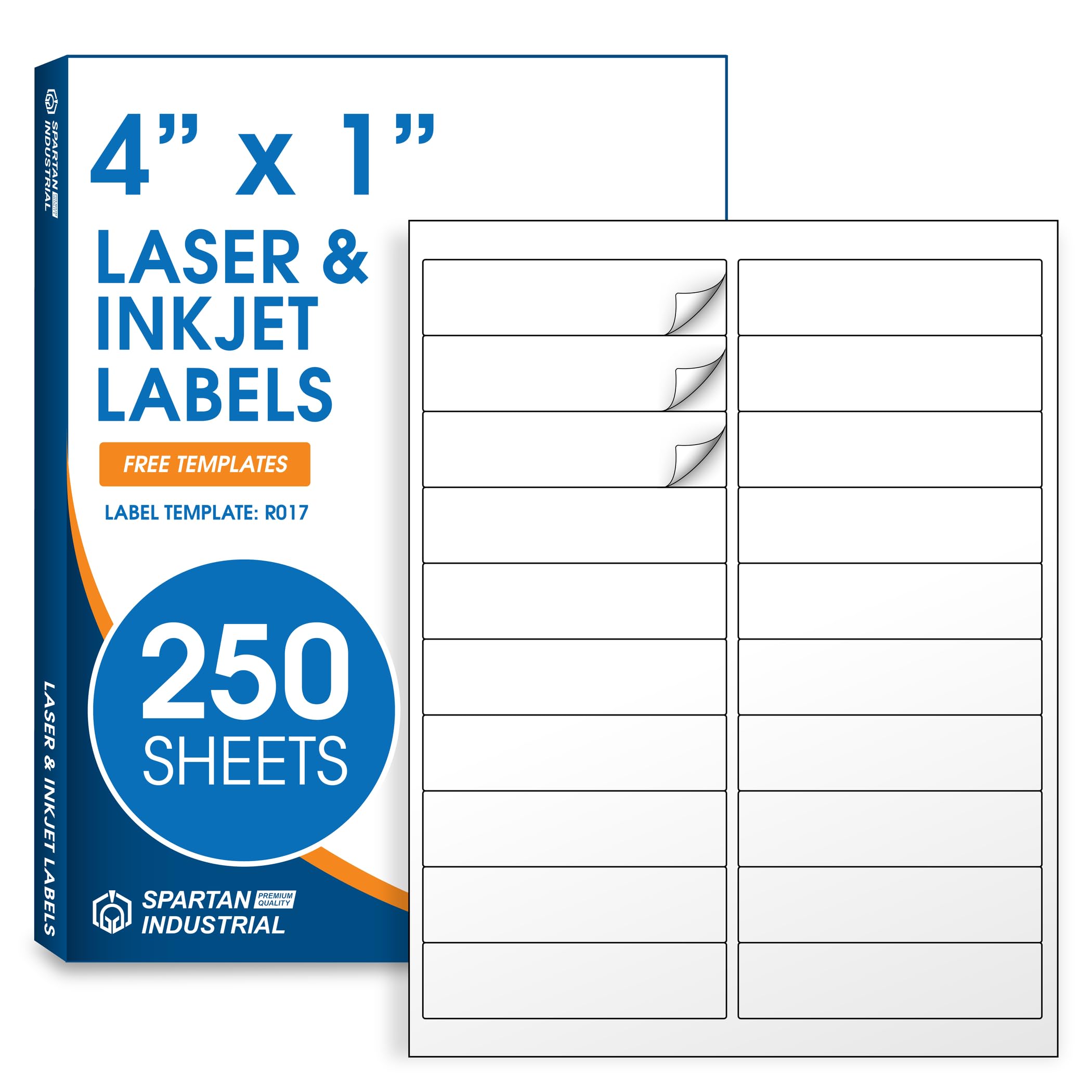4" X 1" Matte White Printable Labels Compatible with Inkjet and Laser Printers - 250 Sheets, 5000 Total Paper Stickers for Addresses, Mailing, and