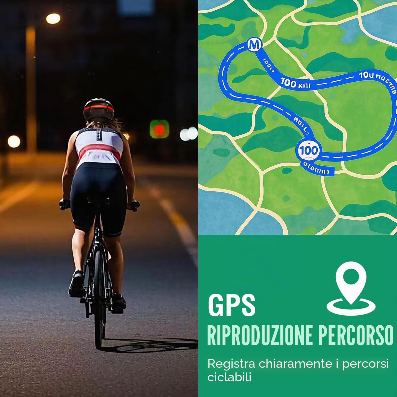 Fockety Casco da bici intelligente, 58-61cm, connessione wireless, Bluetooth, con telecamera 1080P e indicatori di direzione, display LED ABS per mountain bike/bici corsa all'aperto