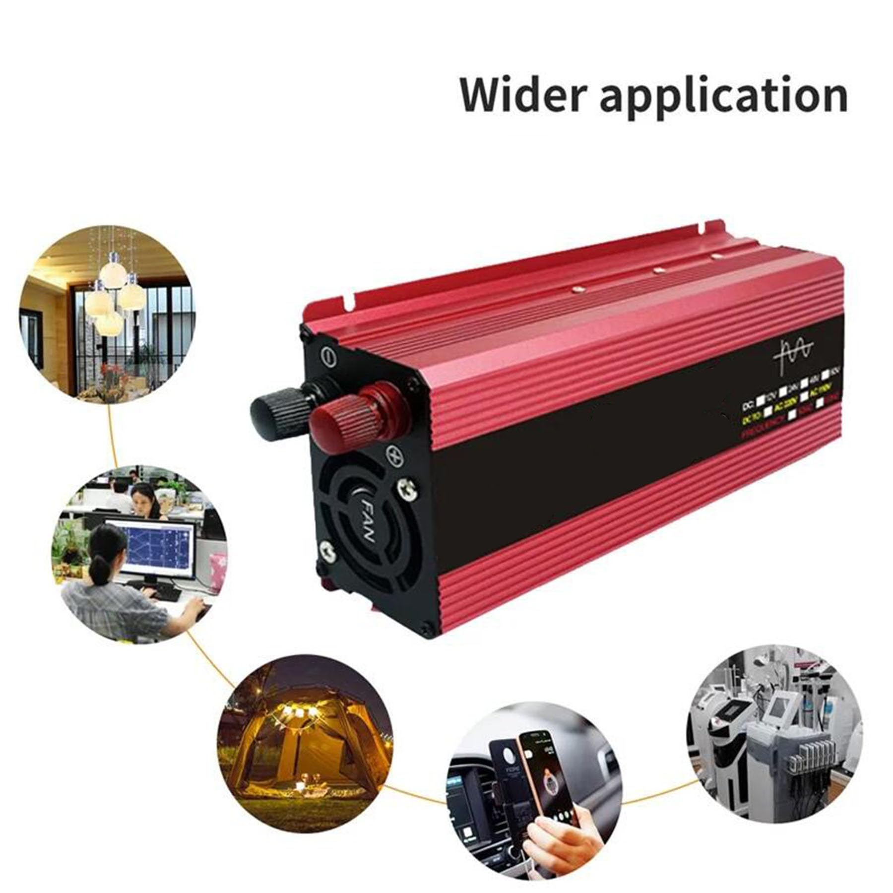 1600W Auto-Stromrichter LED-Spannungskapazität Display Wandler 12V 24V 48V 60V auf 220V Auto elektrische Wechselrichter geeignet für Urlaub, Camping und Geschäftsreise