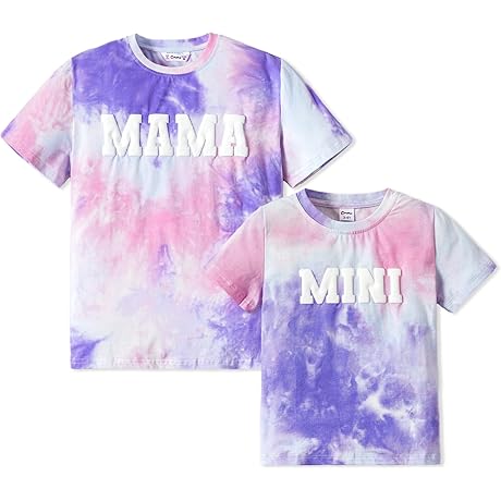 PATPAT Tie Dye Matching T-Shirts for Mom and Daughter