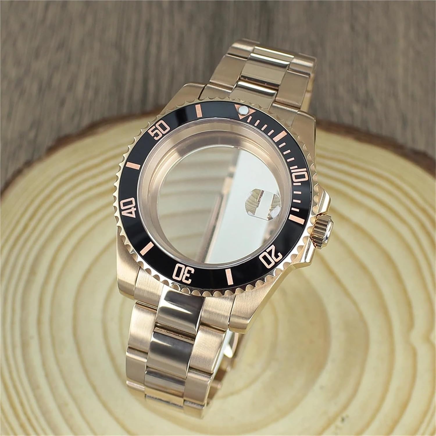 40mm Watch Case Bands Sapphire Fit for Seiko NH35 NH36 NH34 NH70 8215 Eta2824 SUB Case Oyster Bracelet Slide Buckle Watch Case(Glass Bottom Cover 2,ETA2824 PT5000)