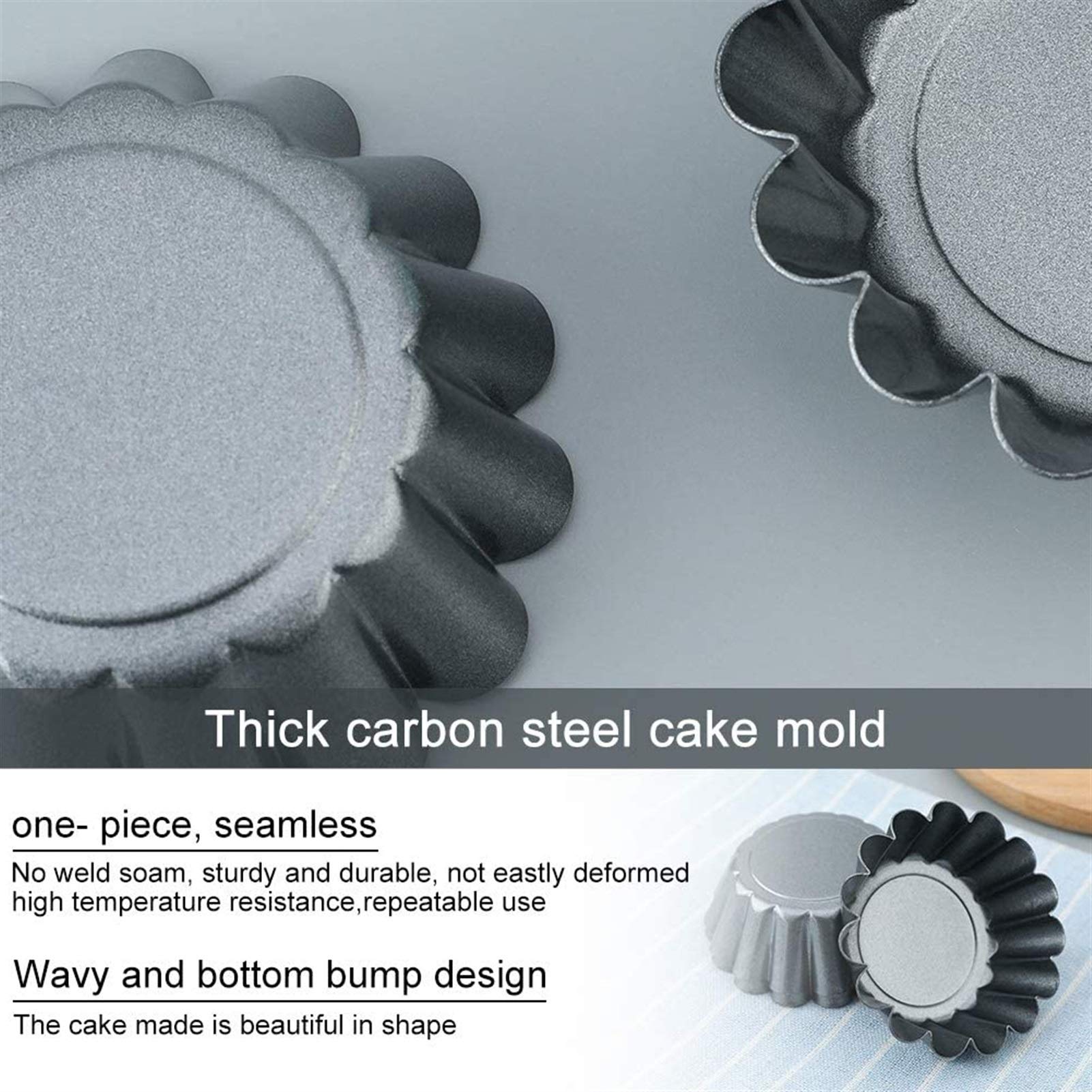 12 unids Mini Magdalena Moldes for Hornear Pastel Molde Molde Molde Tin Pan Herramienta de Hornear, Moldes de Pudín Antiadherente, Moldes de Galletas for Hornear