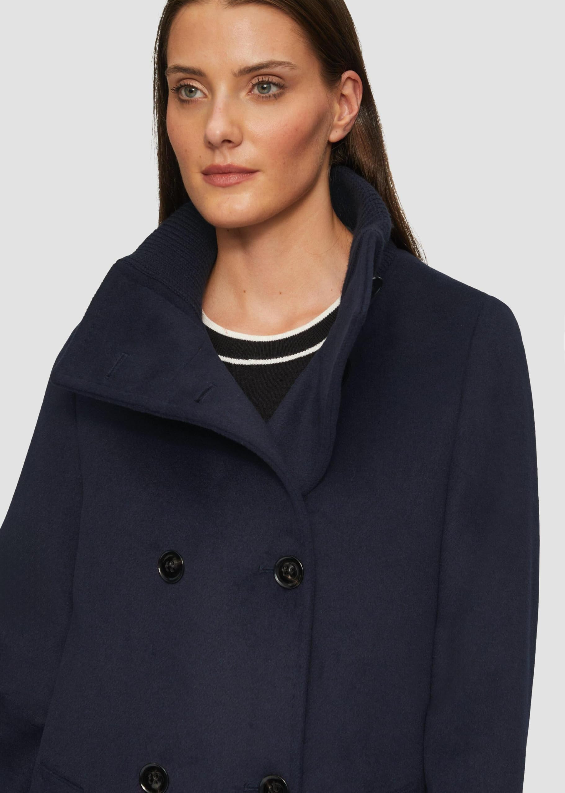 s.Oliver Damen 2151502 Mantel mit gerippten Stehkragen