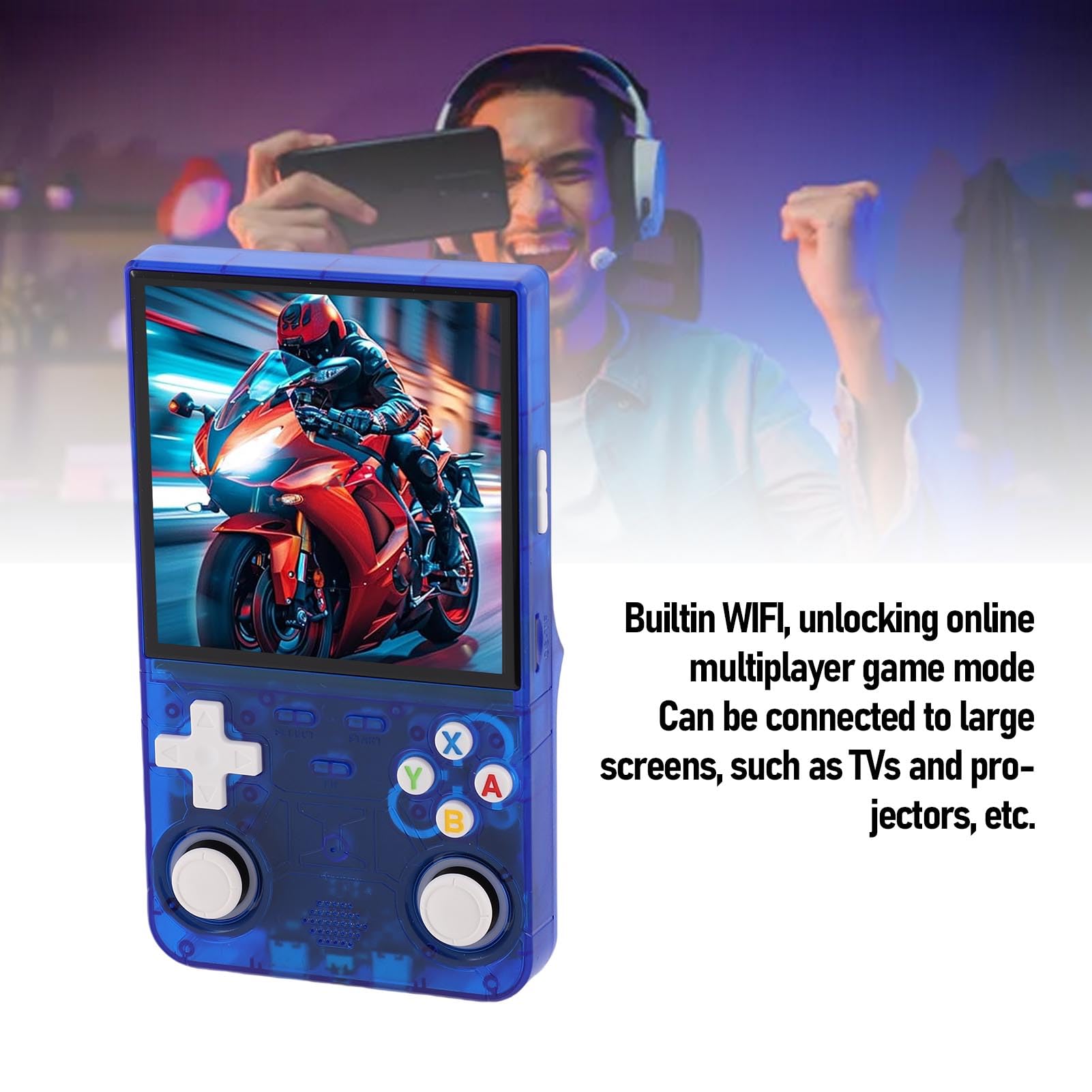 Luocute Console di Gioco Portatile Ultra retrò RG36, Schermo da 4 Pollici 64G TF Card Giochi Multiplayer Console Open Source per con WiFi Integrato (128G)