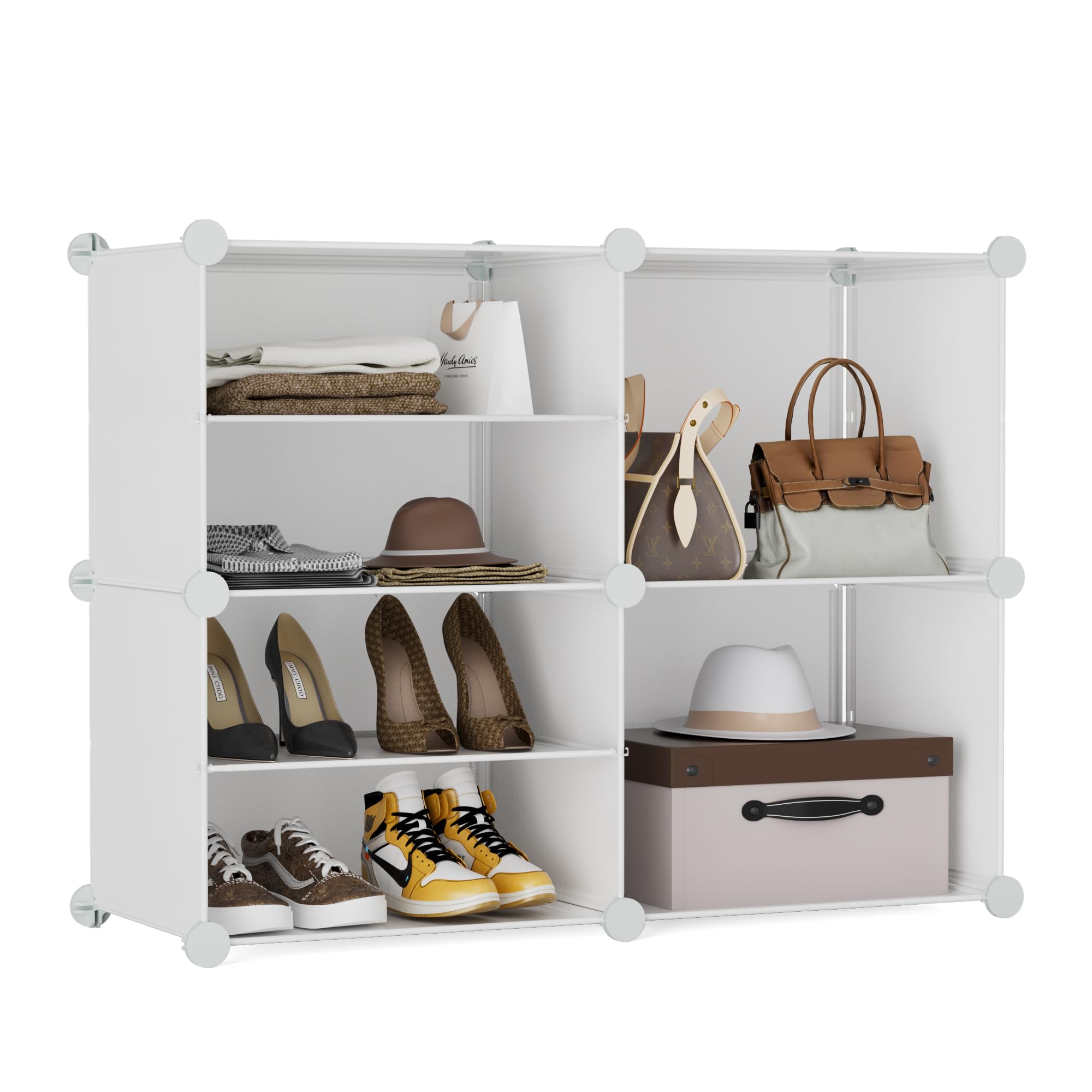 HOMICKER Closet Organizer 4 Cube Storage Shelves Portable Closet Clothes Organizers and Storage Stackable Cubby Shelving for Closet Bedroom Living Room Office