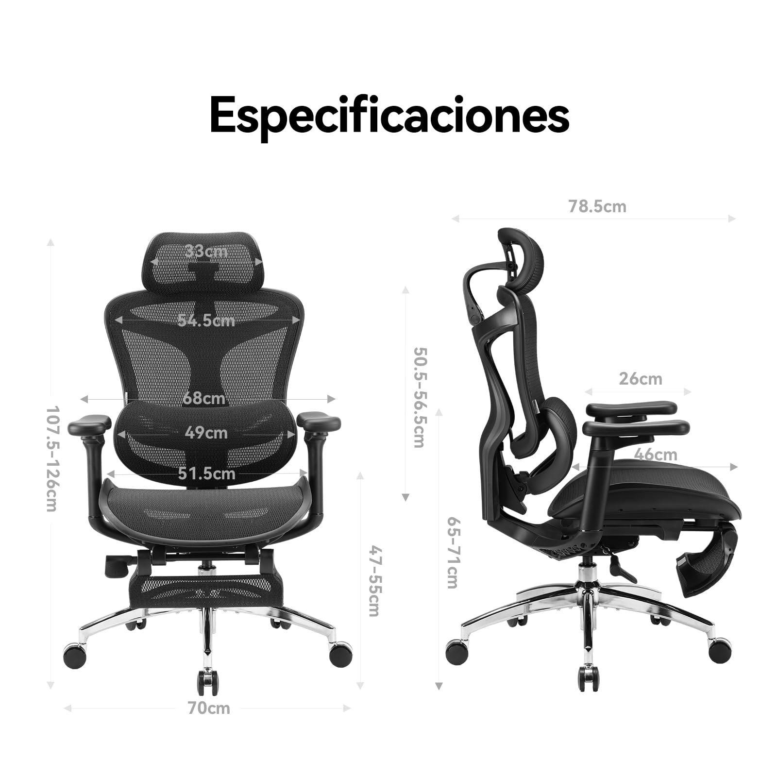 SIHOO DORO-C300L-A3-101-JT ergonomiczne krzesło biurowe z siatki, wysokie oparcie z podłokietnikami 7D