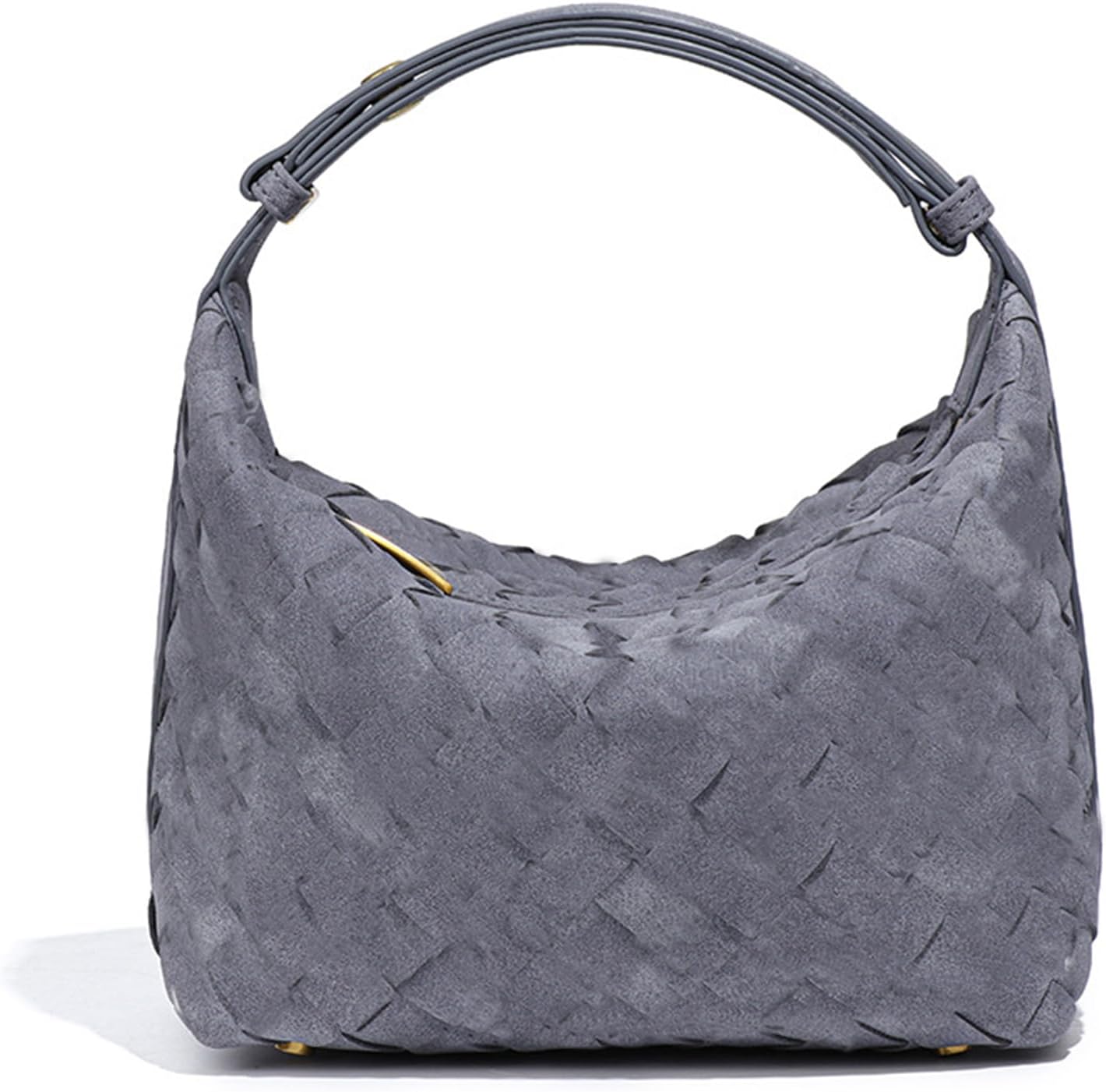 Luxurious Suede Hobo Bag - Women's Woven Leather Shoulder Bag with Spacious Interior