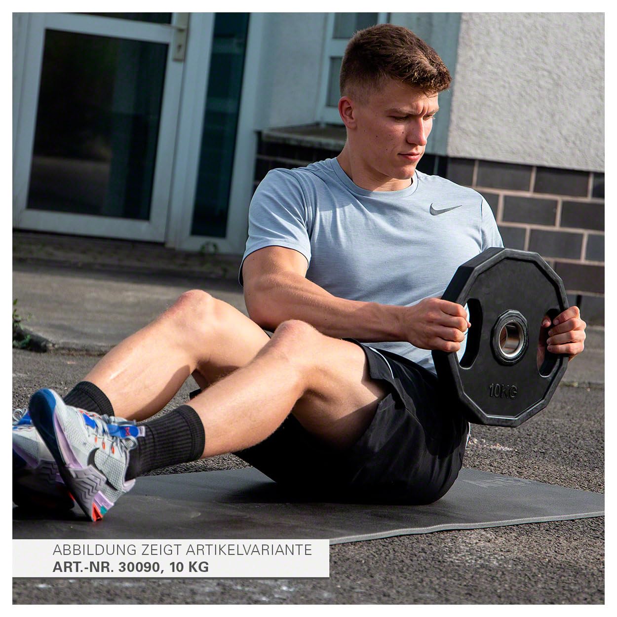 Sport-Tec Olympia Hantelscheibe mit Gummiüberzug und Griff, Krafttraining, Fitness, Bodybuilding, Kraftsport, Muskelaufbau, Powerlifting, 1,25 kg, 2,5 kg, 5 kg, 10 kg, 15kg, 20 kg, 25 kg/Stück