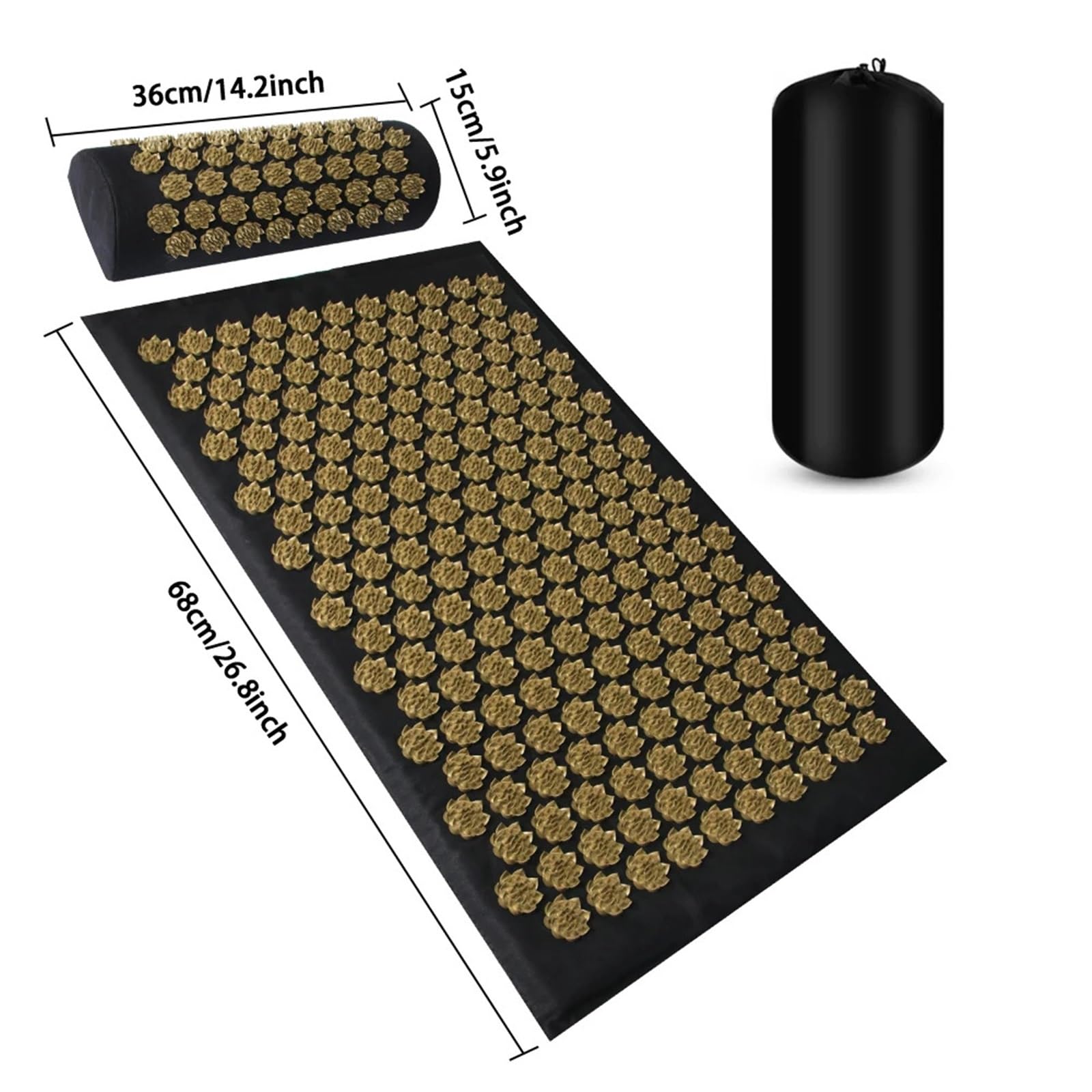 Esterilla Acupresión Almohadilla de masaje con estera acupresión | Aplicador Deporte Fitness Cojín Almohada Masajeador Yoga Ejercicio(Yellow)