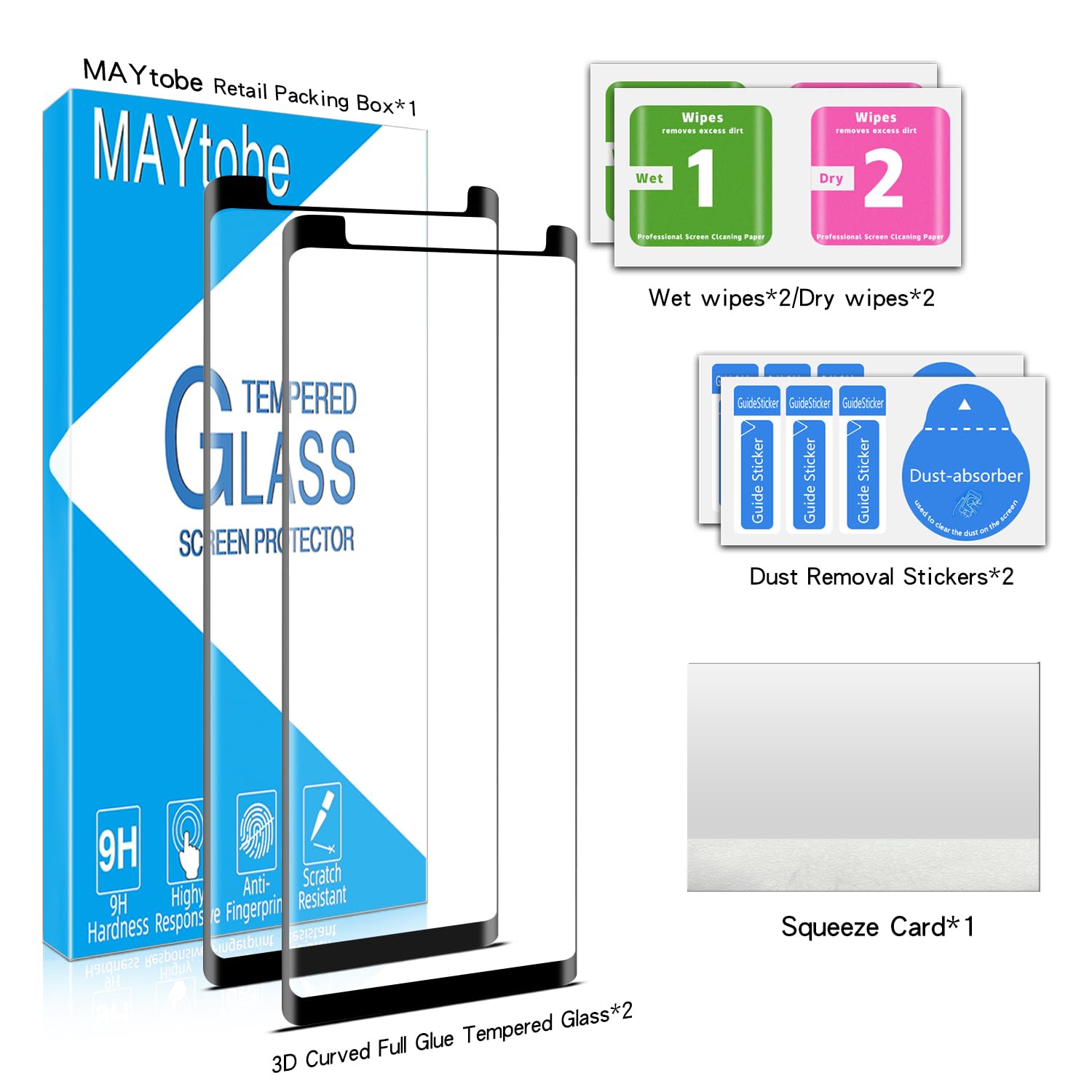 Vetro Temperato per Samsung Galaxy Note 9 Pellicole Protettive Display [Senza Bolle][Anti-Graffio][Sensibile al Tatto][Ultra HD] 2 Pezzi Pellicola Protettiva con 2 Pezzi Pellicola Fotocamera