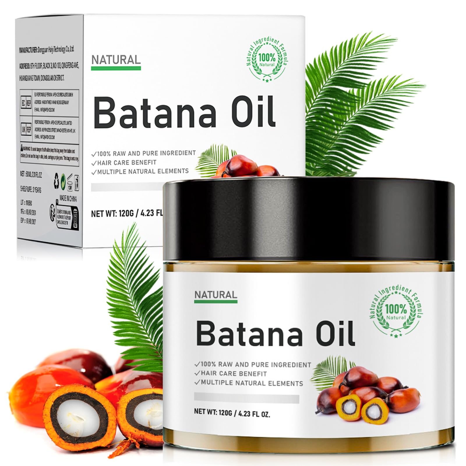 Batana Hair Growth Oil, 100% Pure Natural from Honduras, Organic Hair Mask, Reduces Hair Loss, Moisturising the scalp, and repairing damaged, dry hair, Repairs Damaged Hair & Scalp (120g)