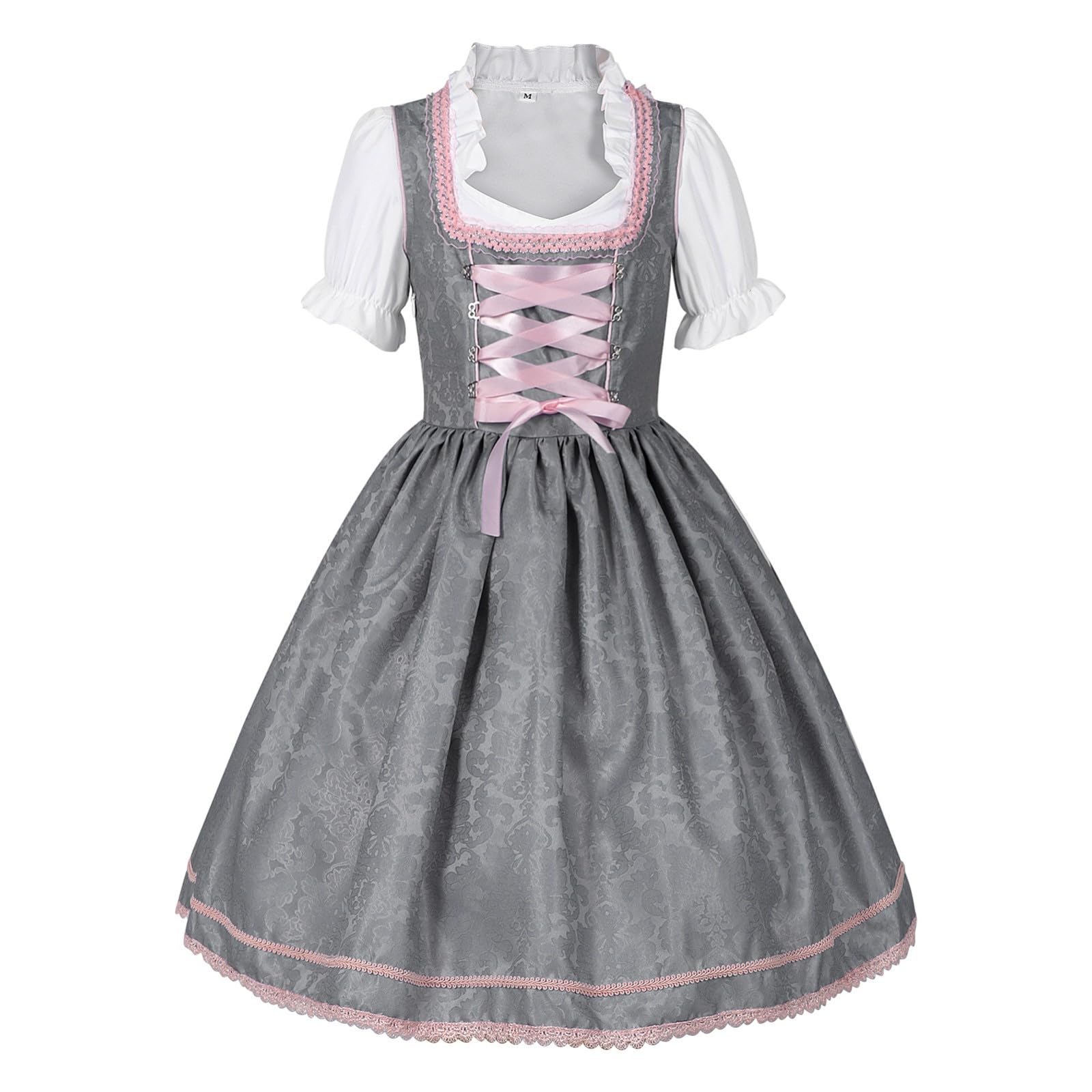 Dirndl Mädchen Outfit, Mädchen Trachtenkleid Spitze Kinder Dirndl mit Spitzenschürze Trachten Kinderdirndl 3-Teiliges Set Elegant Tracht Dirndlkleid Midi für Oktoberfest Besondere Anlässe