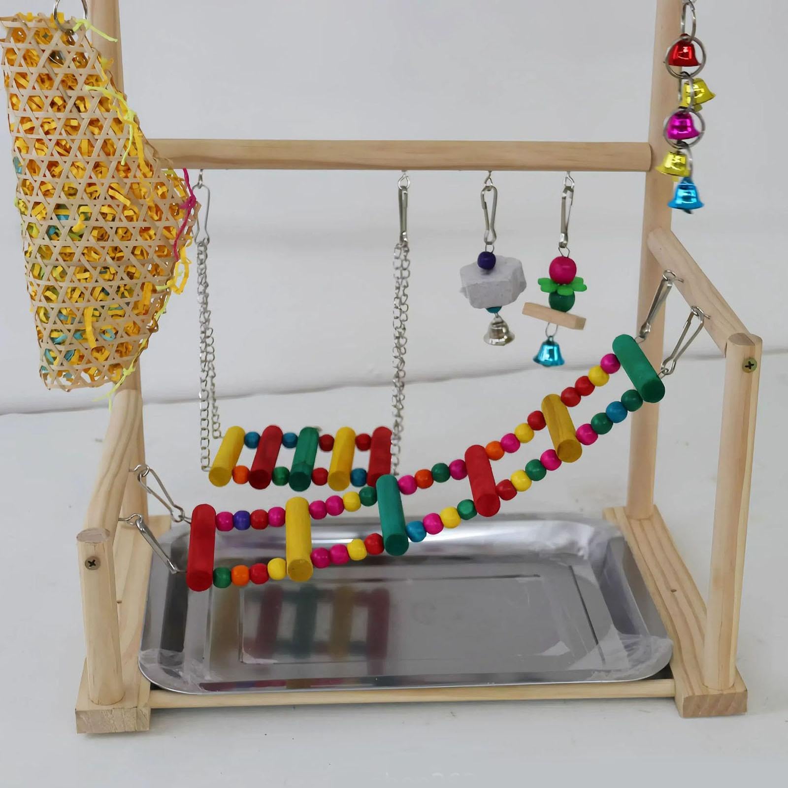 MFMEXUL Bird Playground Ladder Wood Perch Stand for Parakeet Bluebirds Hummingbird