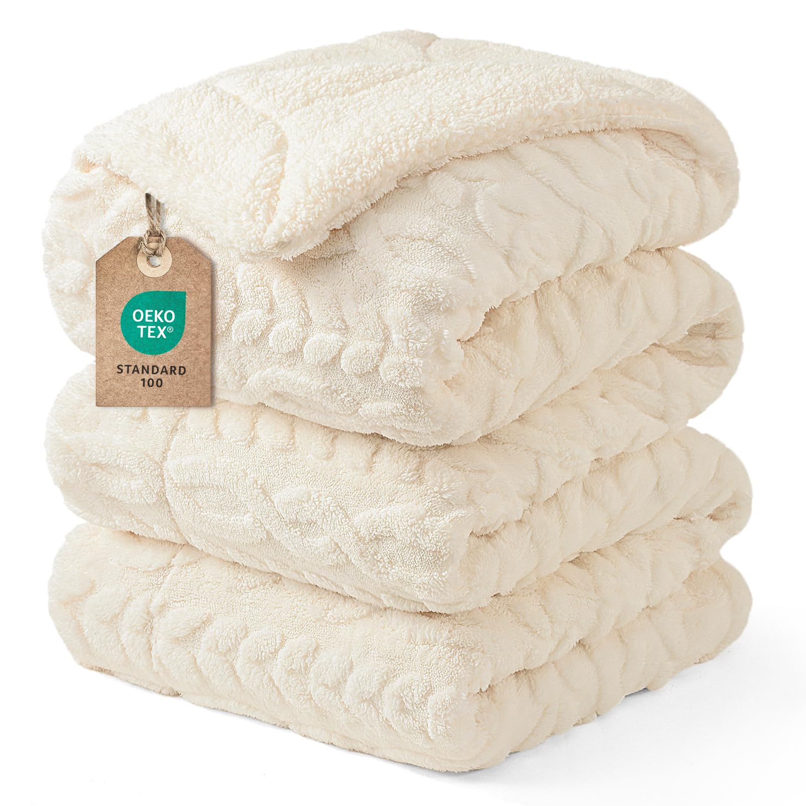 PHF Sherpa-Fleece-Decke, Queen-Size-Größe, 228,6 x 228,6 cm, 510 g/m², ultraweiches Fleece, leicht, aber warm, Decke für Winterbett, kein Ausfallen, kein Pilling, getufteter Jacquard für luxuriöse