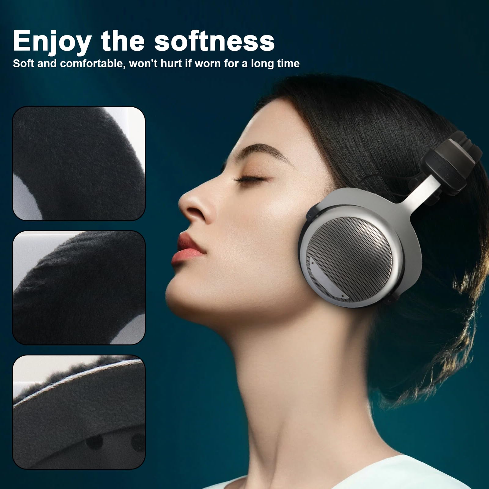 Fascia Di Ricambio In Pelle Per Cuffie Beyerdynamic DT770/880/990 - Cuscinetto Comfort Nero - Foto 5