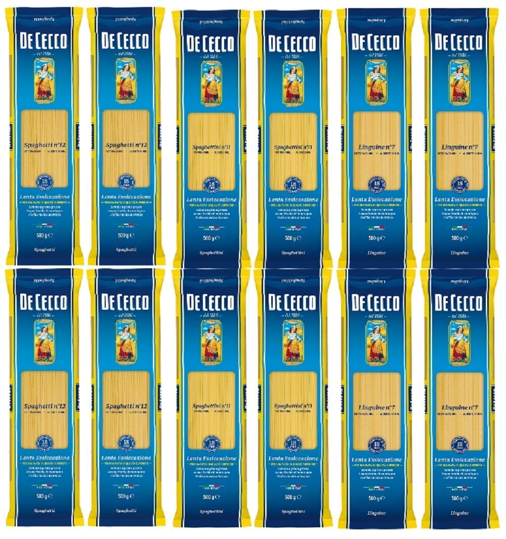 De Cecco Paquete de pasta 12x (4X Spaghetti N ° 12, 4X Spaghettini N ° 11, 4X Linguine N ° 7)