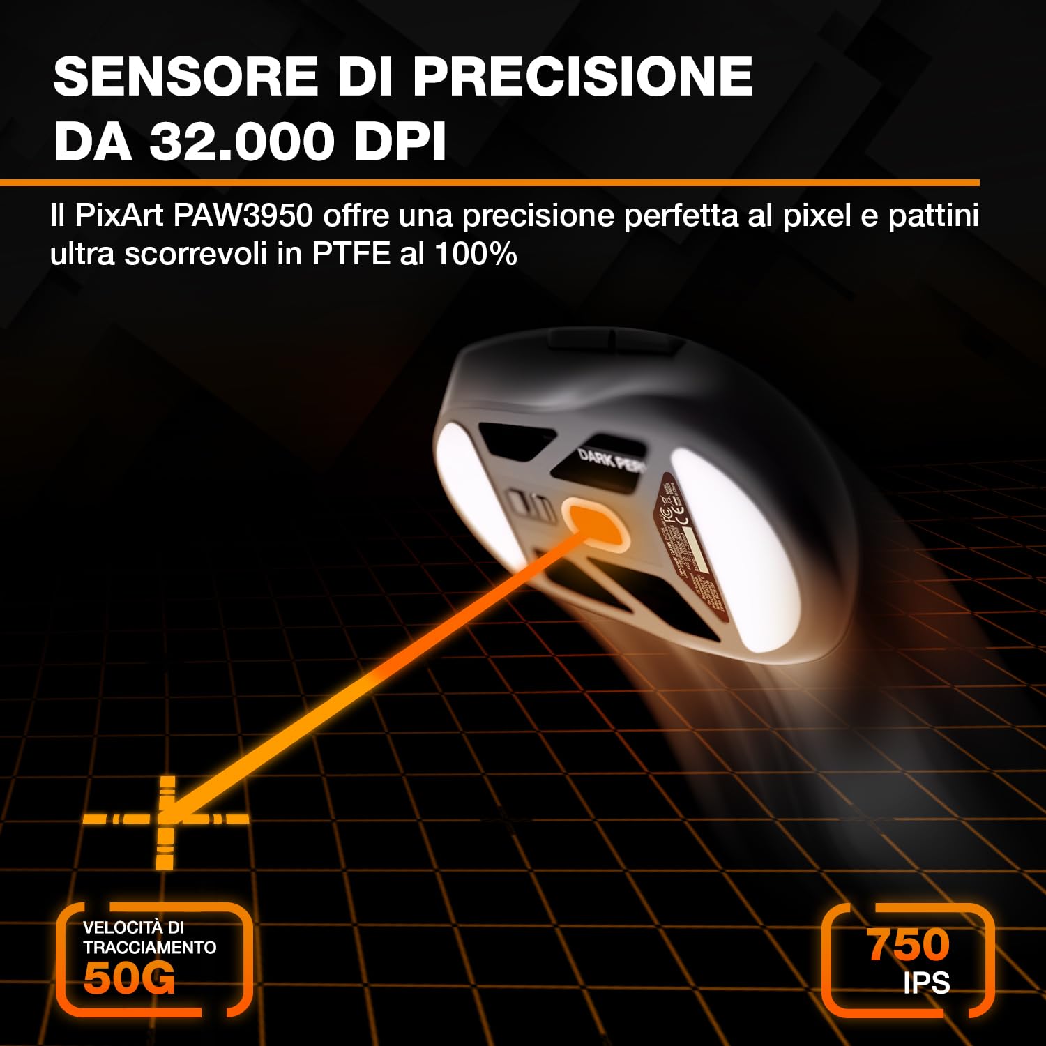be quiet! Dark Perk Ergo Gaming mouse PC, soli 55 g, 32,000 DPI