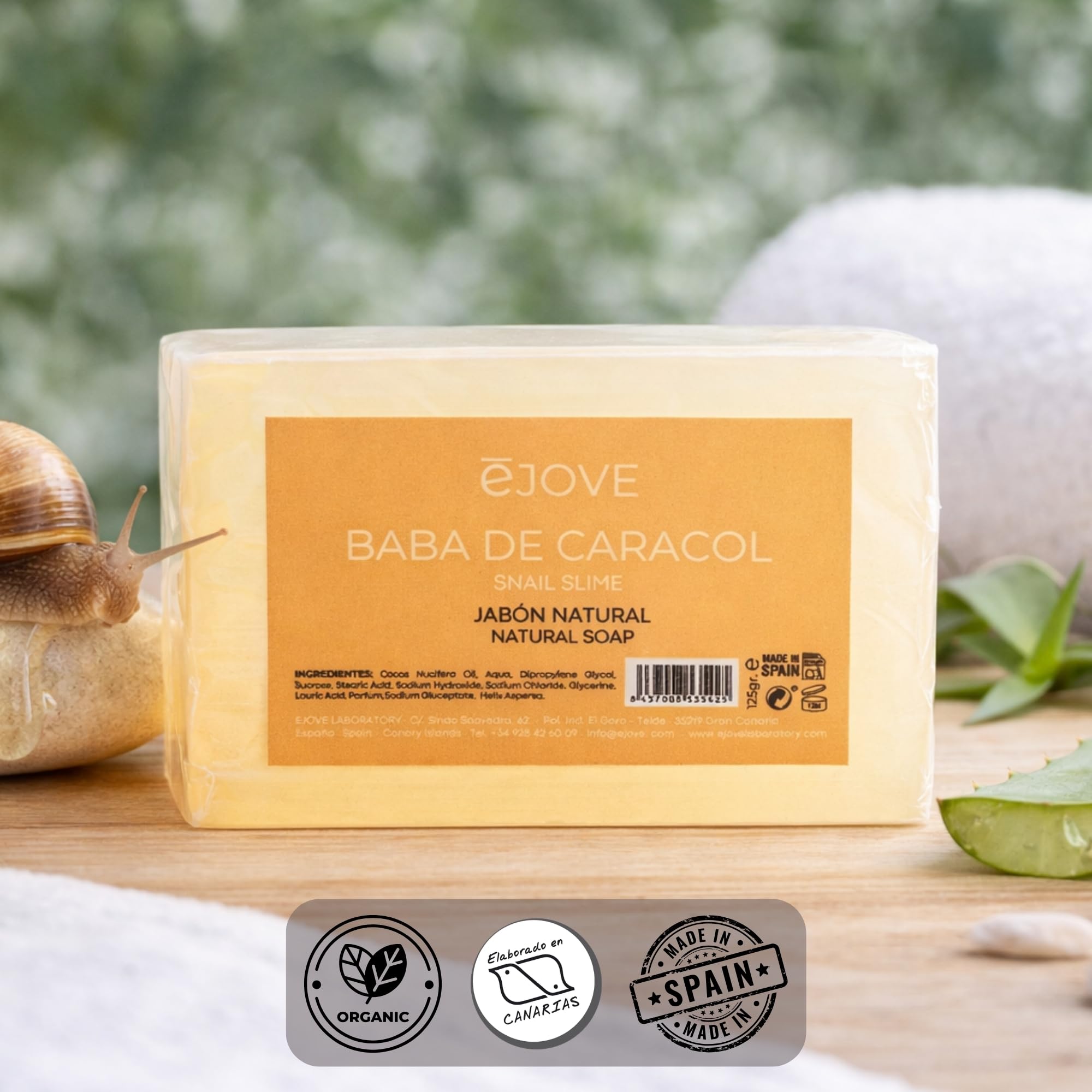 Ejove Savon Facial Nettoyant à la Bave d'Escargot Naturelle 125g | Éclaircissement de la peau et réduction des taches | Anti-acné et anti-points noirs | Hydratation et soin naturel pour visage