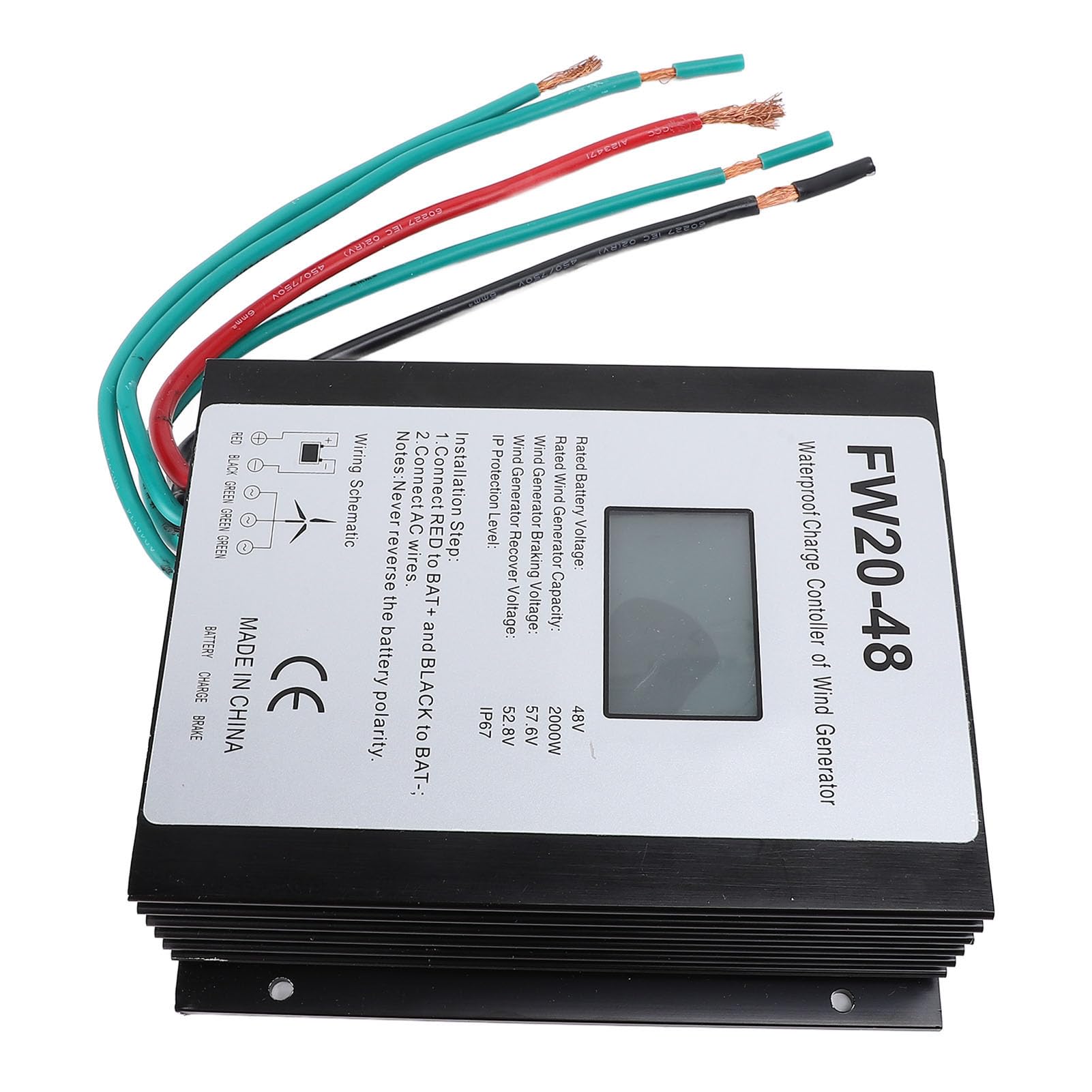 Controlador de carga de turbina eólica de 2000W 48V MPPT IP67 resistente al agua con pantalla LED para de generador eólico doméstico
