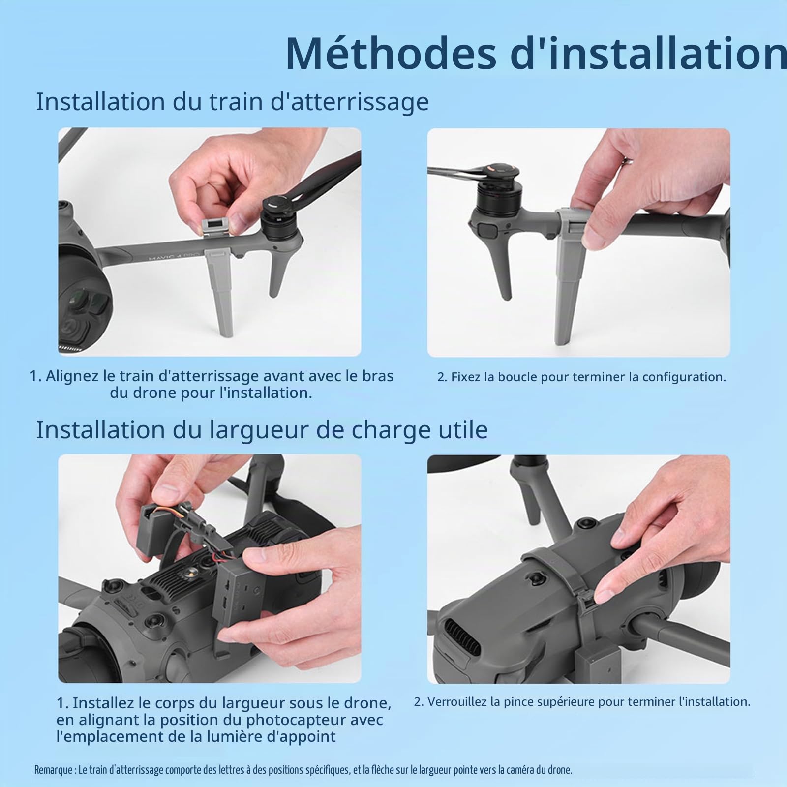 Système de largage de drone LICHIFIT avec atterrissage pour DJI Mavic 4 Pro Éjecteur photosensible Transport Livraison Libération de charge utile Dispositif de largage aérien Jambes étendues