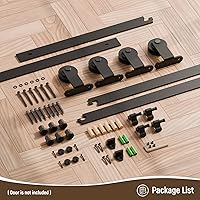 Vista 13 de CCJH - Kit de herrajes para puerta corrediza de granero de 10pies, resistente, suave y silencioso, fácil de instalar, p/paneles de puerta indiv.