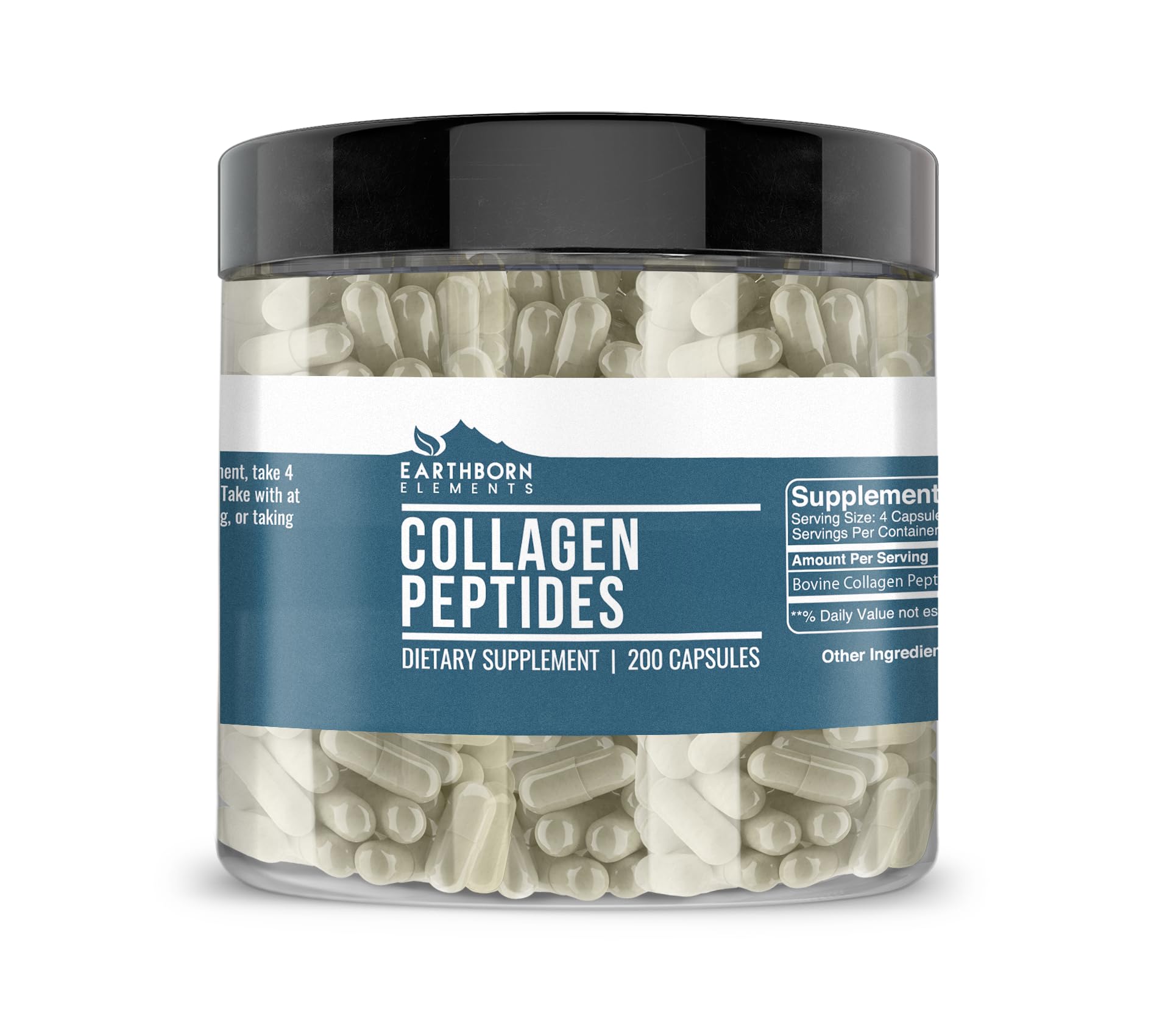 Earthborn Elements Collagen Peptides 200 Capsules Pure Undiluted No Additives