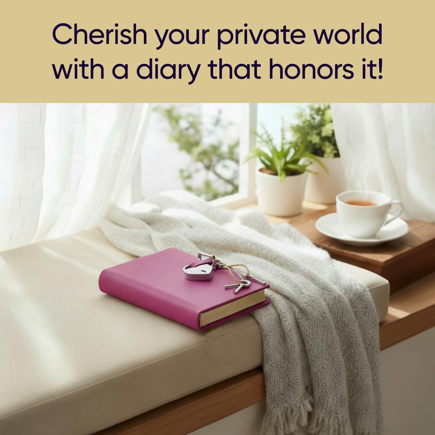 Graphic Image Heart Lock Diary – Pink Saffiano Leather | Handbound in the USA | Secure Lock & Key | 240 Lined Pages | Elegant Leather Journal with Satin Ribbon Marker | Personalizable Gift Edition