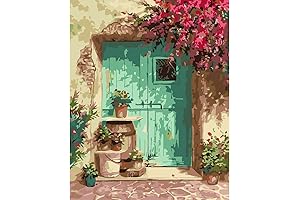 Craftoria Paint by Number for Adults Blue Door with Flower