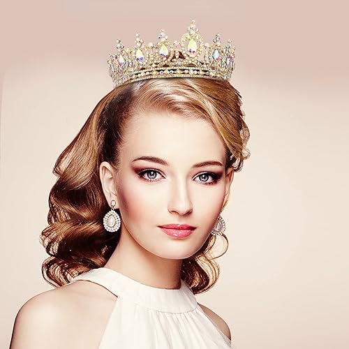 Miniatura 7 de COCIDE Corona de reina para mujer, tiara de cristal y corona para niña, accesorios para el cabello para boda, novia, fiesta de cumpleaños,