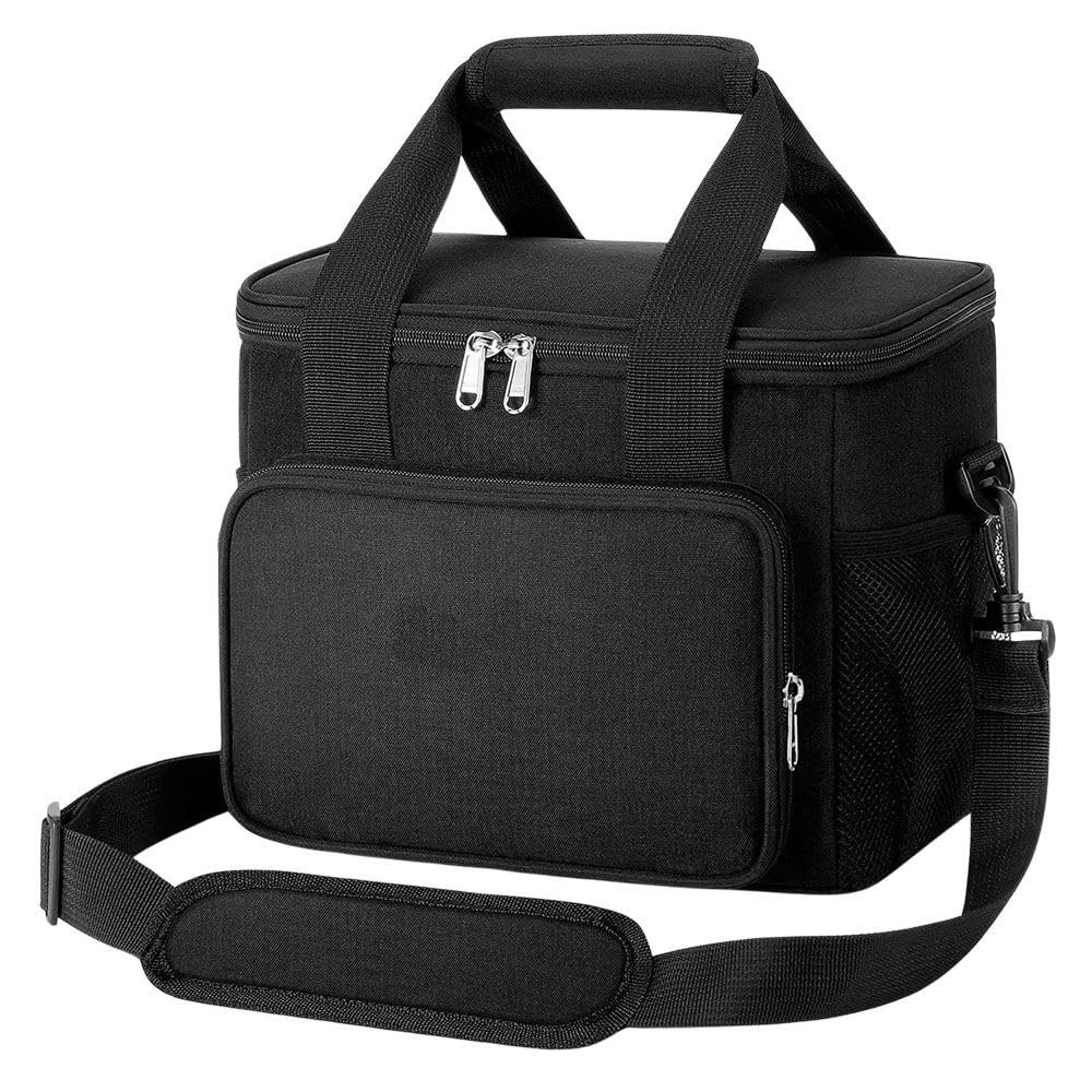 FANIGI Bolsa Térmica Porta Alimentos, Bolsa Para Comida, 15L, Portacomida con Aislamiento Térmico, Unisex, Interior Tela Oxford, Resistente, isotérmica, Lunch Box, Playa, Picnic, Trabajo (Color Negra)