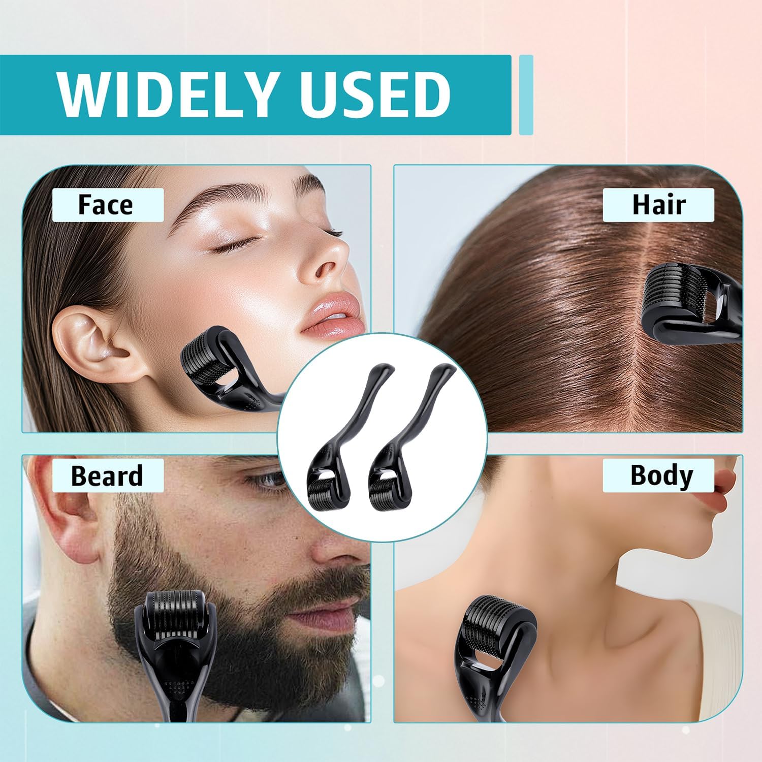 2 PCS Derma-Roller Microagujas, 0.5mm Rodillo Derma Rodillo de Afeitado Mikroneedling Derma-roller Cabello Pelo Barba Herramientas de Aseo para Anti-Edad Hombre Mujeres Profesional Microagujas