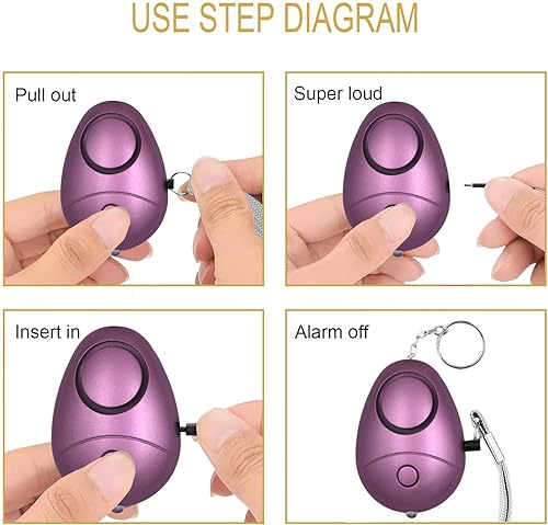Miniatura 5 de KOSIN Alarma personal de sonido seguro, paquete de 6 llaveros de alarma de seguridad personal de 140 dB con luces LED, alarma de seguridad de