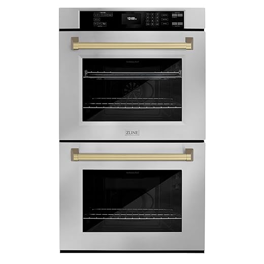 ZLINE 30 in. Autograph Edition Professional True Convection Double Wall Oven with Air Fry and Self Clean in Stainless Steel with Champagne Bronze Handles (WADZ-30-CB)