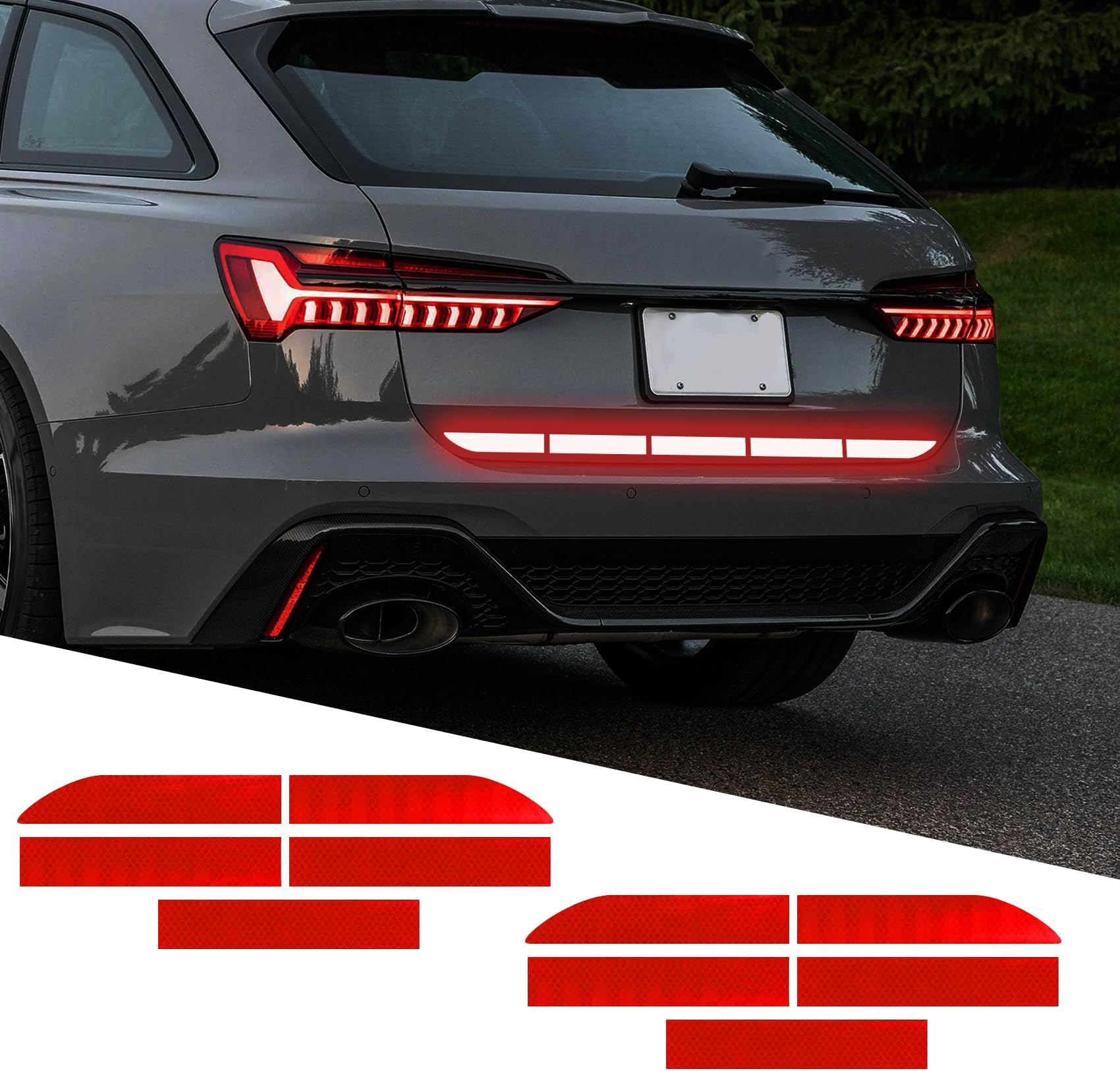 10PCS Car Trunk Reflective Sticker, Night Visibility Auto Rear Bumper Reflective Strips, Waterproof Adhesive Stickers for Safe Driving, Auto Exterior Accessorie Universal for Most Models