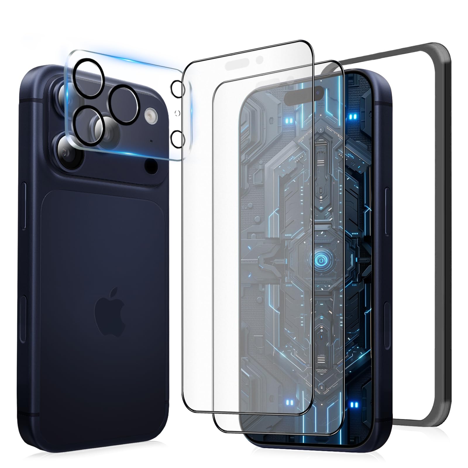 MINIKA 【アンチグレアフィルム】 iPhone 17 Pro Max 用の 保護フィルム さらさら いPhone17Pro Max ガラスフィルム アンチグレア 反射防止 アイフォン 17プロマックス フィルム サラサラ 指紋防止 全面保護 高感度タッチ 【ガイド枠付き/カメラフィルム 付き / 2枚セット】