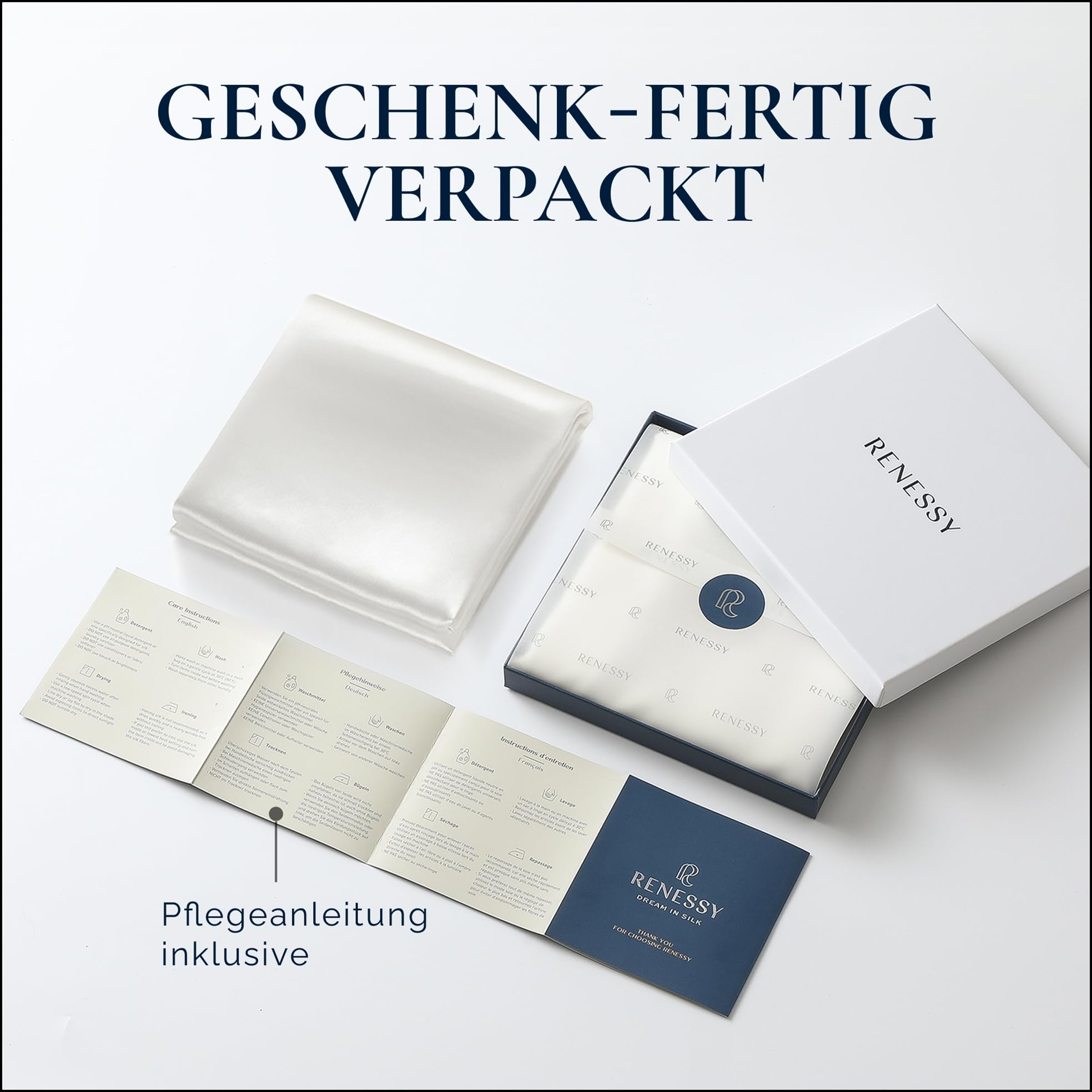 Kissenbezug aus 100% Bio-Seide 40x80cm - 22 Momme Maulbeerseide, Güteklasse 6A, Oeko-Tex zert. in Deutschland - Luxus für Haar und Haut, 1 Stück (Hellgrau)