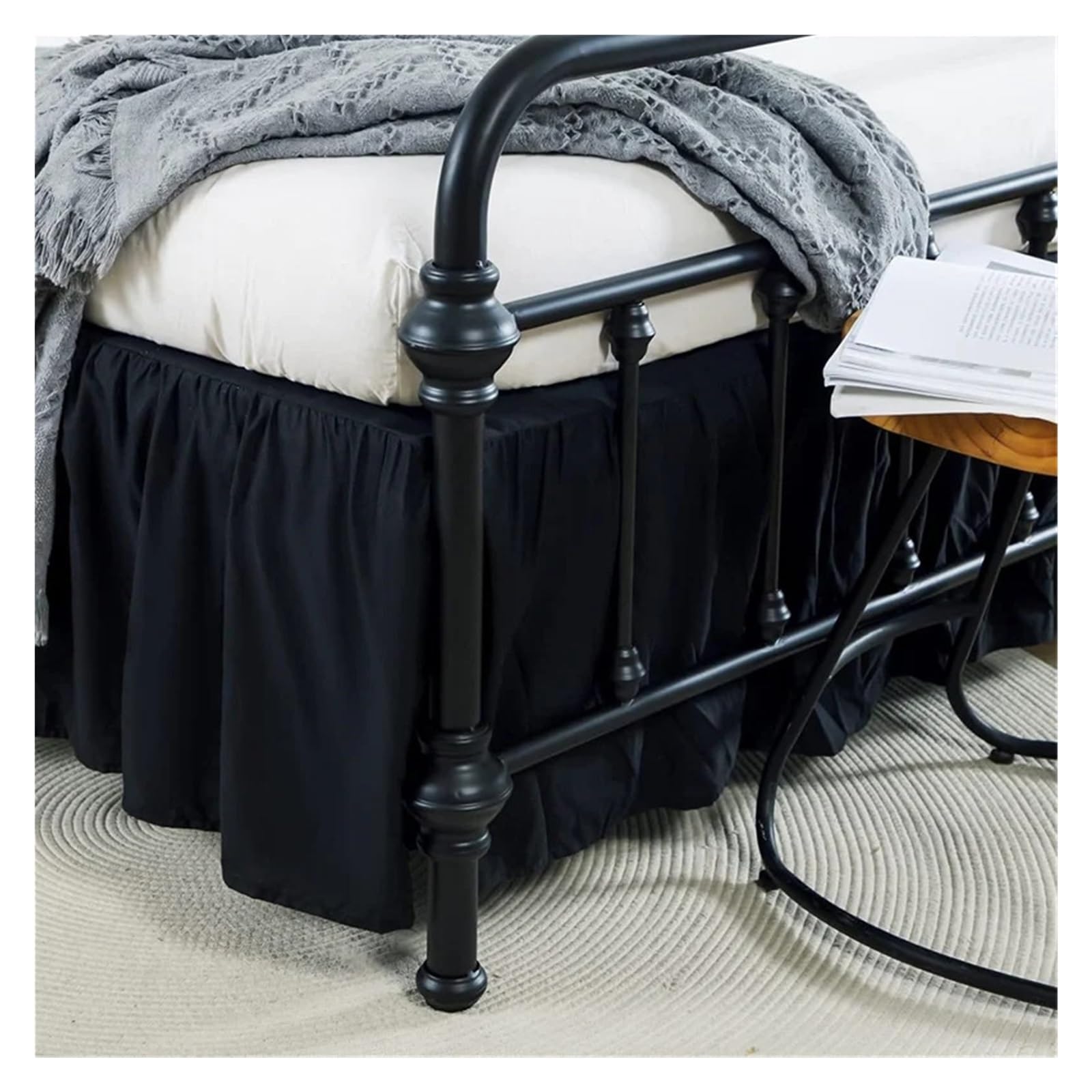 Faldas de cama con volantes suaves y elásticos para 160x200cm