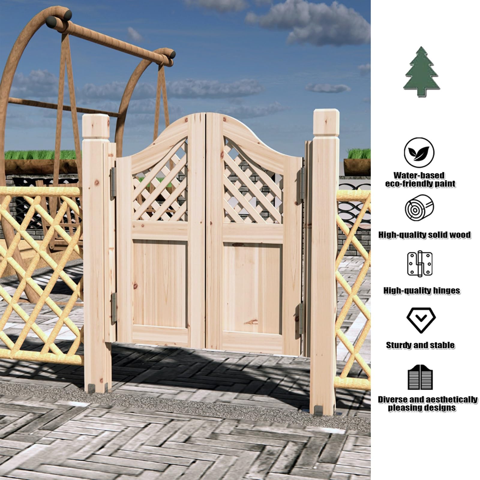Genérico Puerta Holandesa de Madera Maciza, Estilo café, con diseño rústico de Granja, fácil instalación para sótanos, Jardines, escaleras para Perros y decoración (C, 70 x 70 cm (27,55 x 2